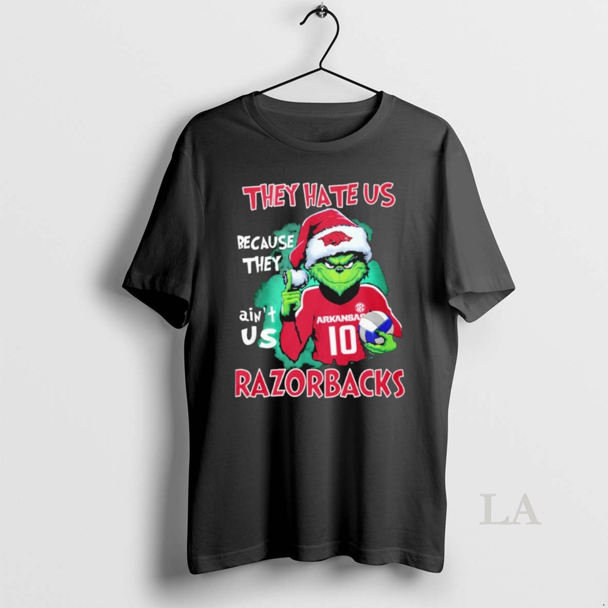 Original Grinch They Hate Us Because They Aint Us Arkansas Razorbacks Shirt