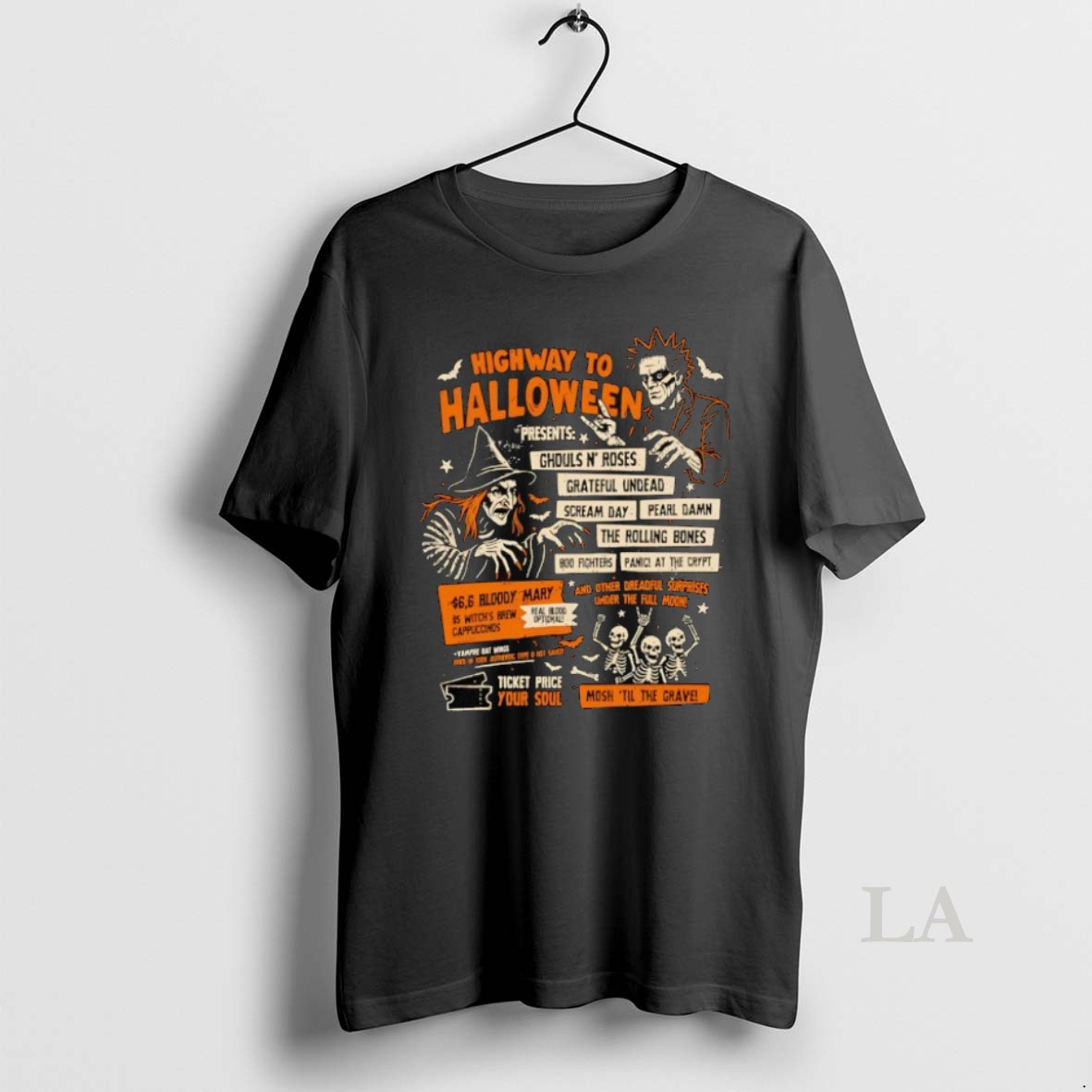 Original Highway To Halloween Ghouls N Roses Grateful Dead Scream Day Pearl Damn The Rolling Bones Shirt