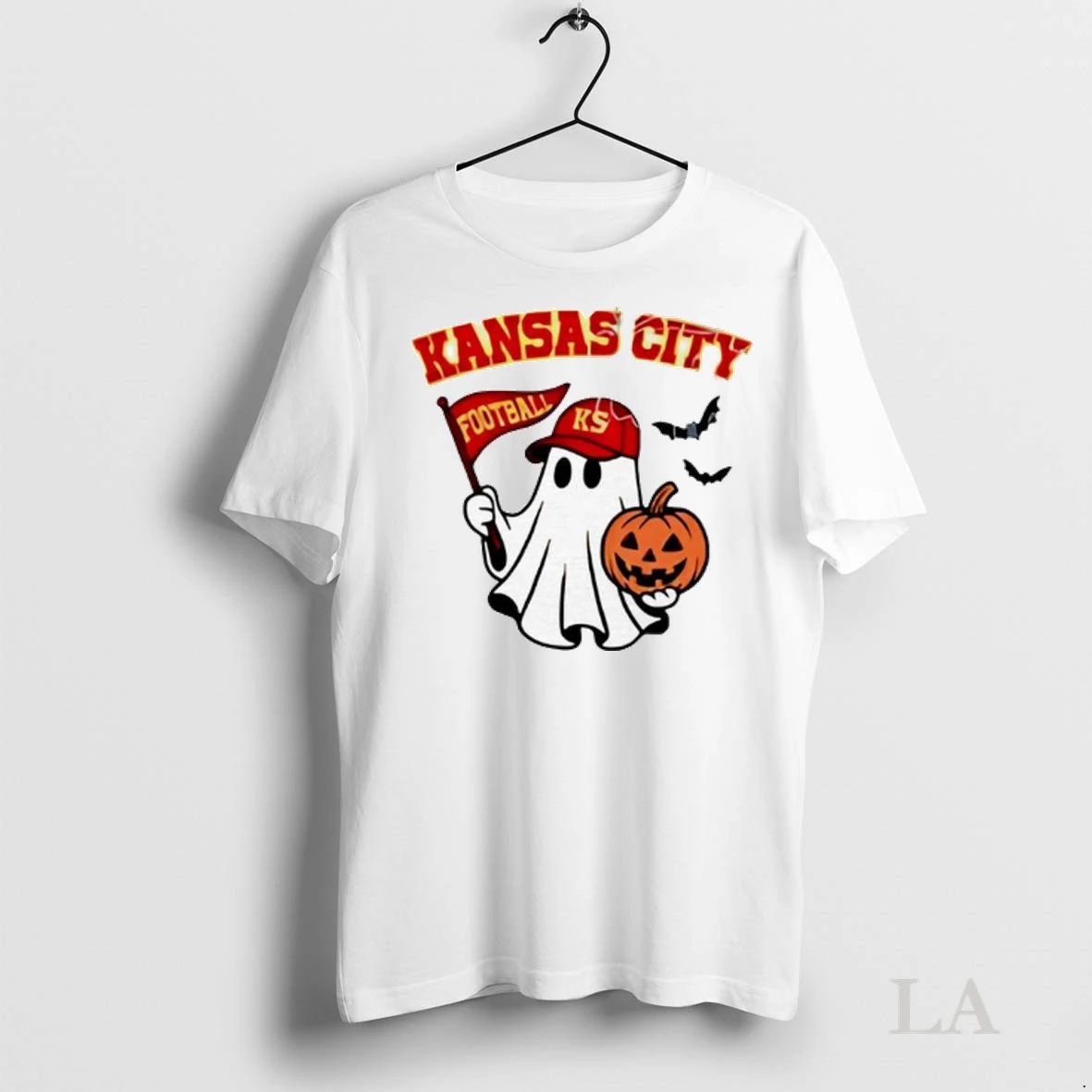 Original Halloween Ghost Kansas City Chiefs Football Flag Pumpkin Ladies Shirt