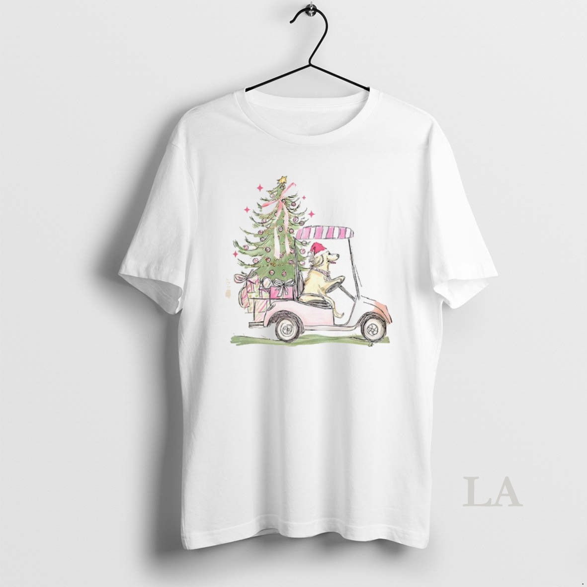 Original Hand Drawing Dog With Christmas Tree Christmas 2025 Shirt