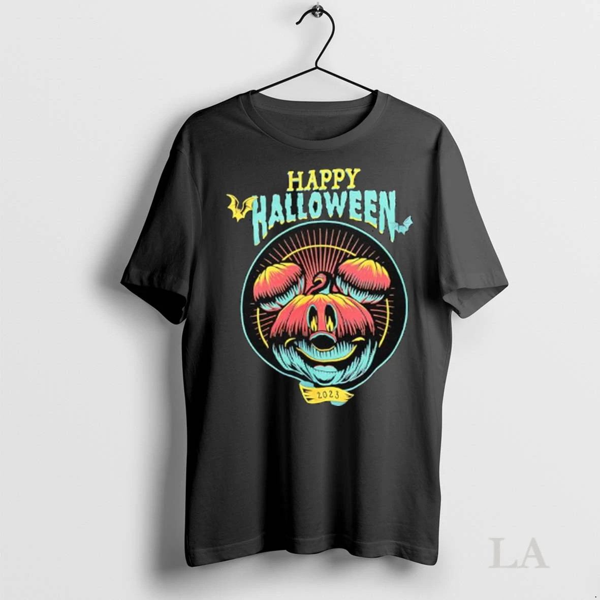 Original Happy Halloween Disney Parks Mickey Pumpkin 2023 Ladies Shirt