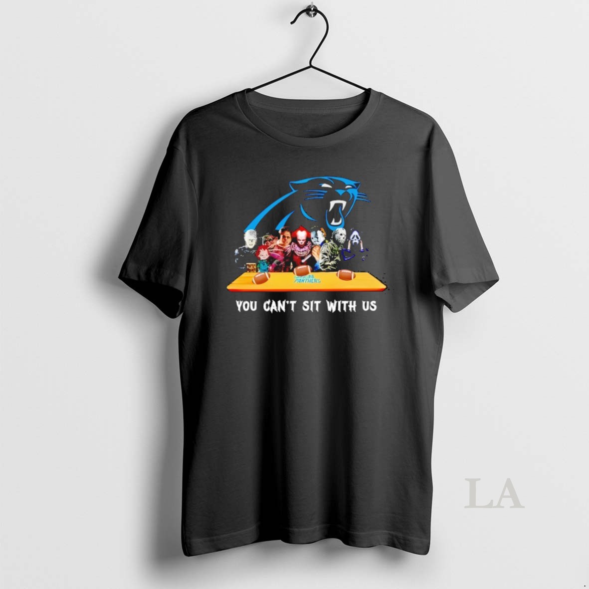 Original Horror Movie Characters You Cant Sit With Us Carolina Panthers Halloween Shirt