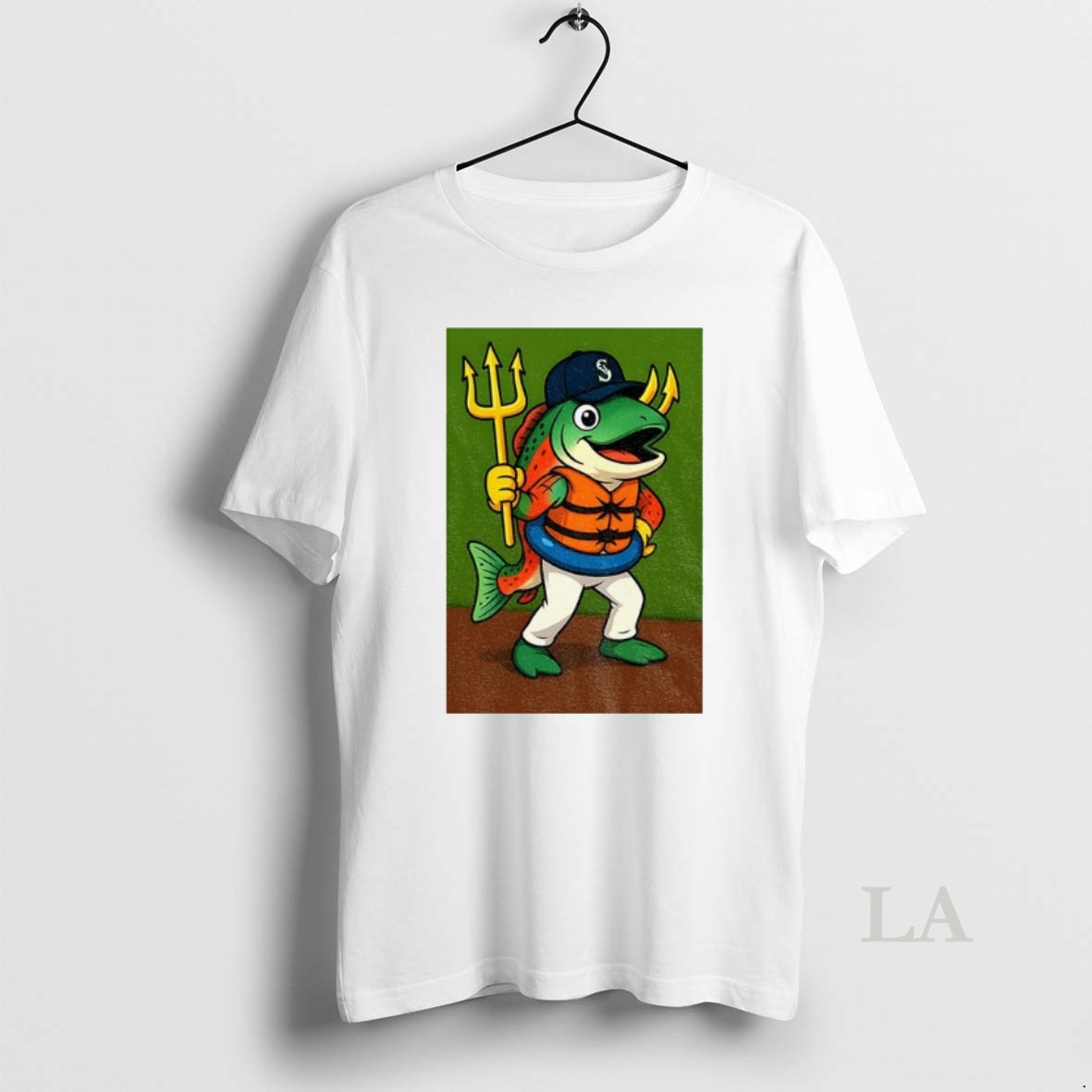 Original Humpy Salmon Holding Trident Seattle Mariners New Mascot 2025 Shirt