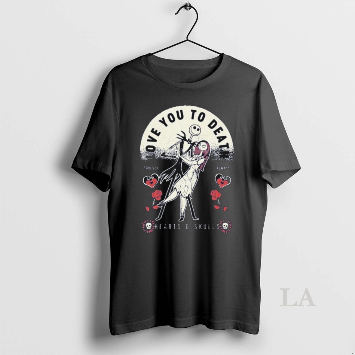 Original Jack Skellington And Sally Painajainen Ennen Joulua Love You To Death Forever Always Hearts And Skulls Shirt