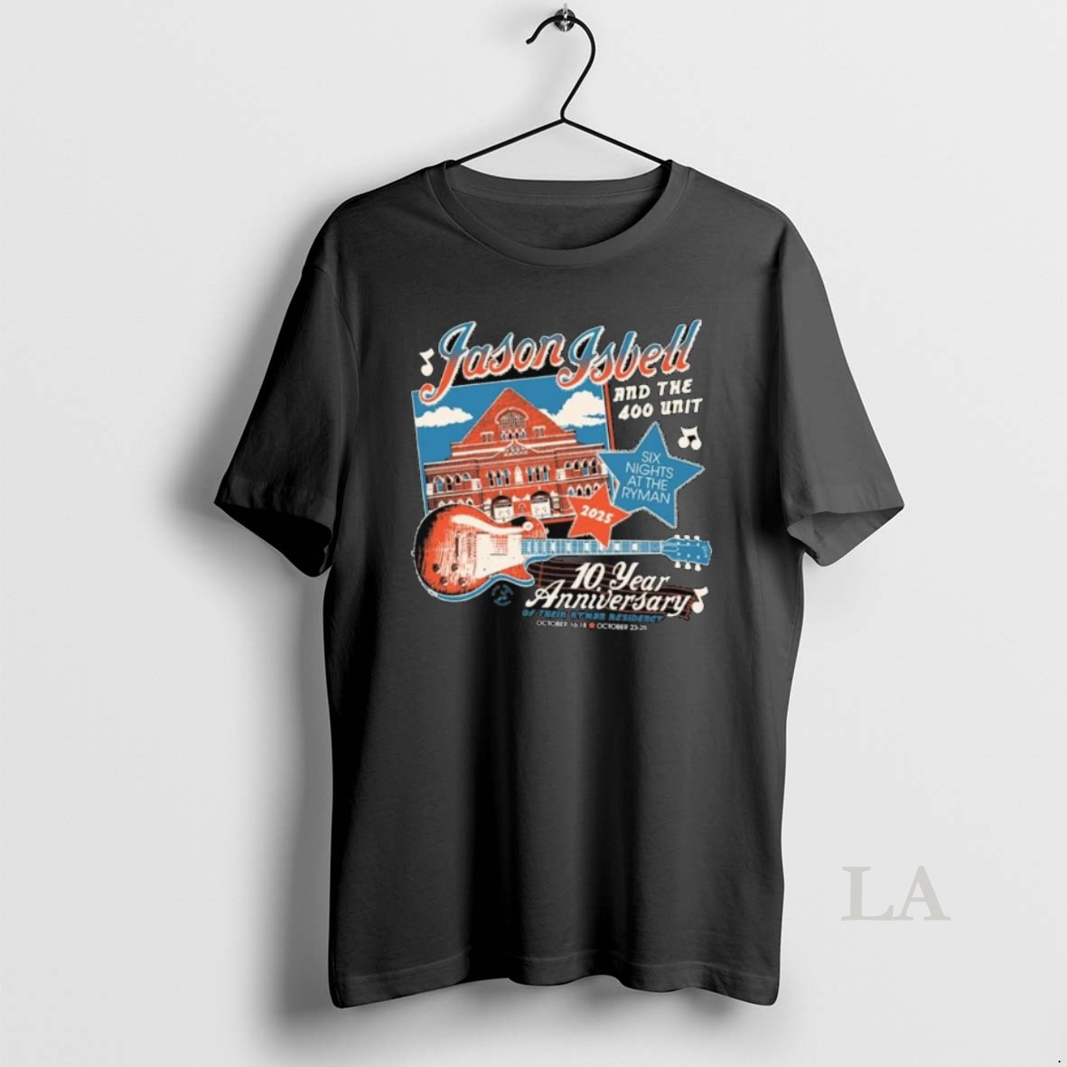 Original Jason Isbell And The 400 Unit Six Nights At The Ryman Of Their Ryman Residency October 2025 10 Year Anniversary Guitar Long Sleve Shirt