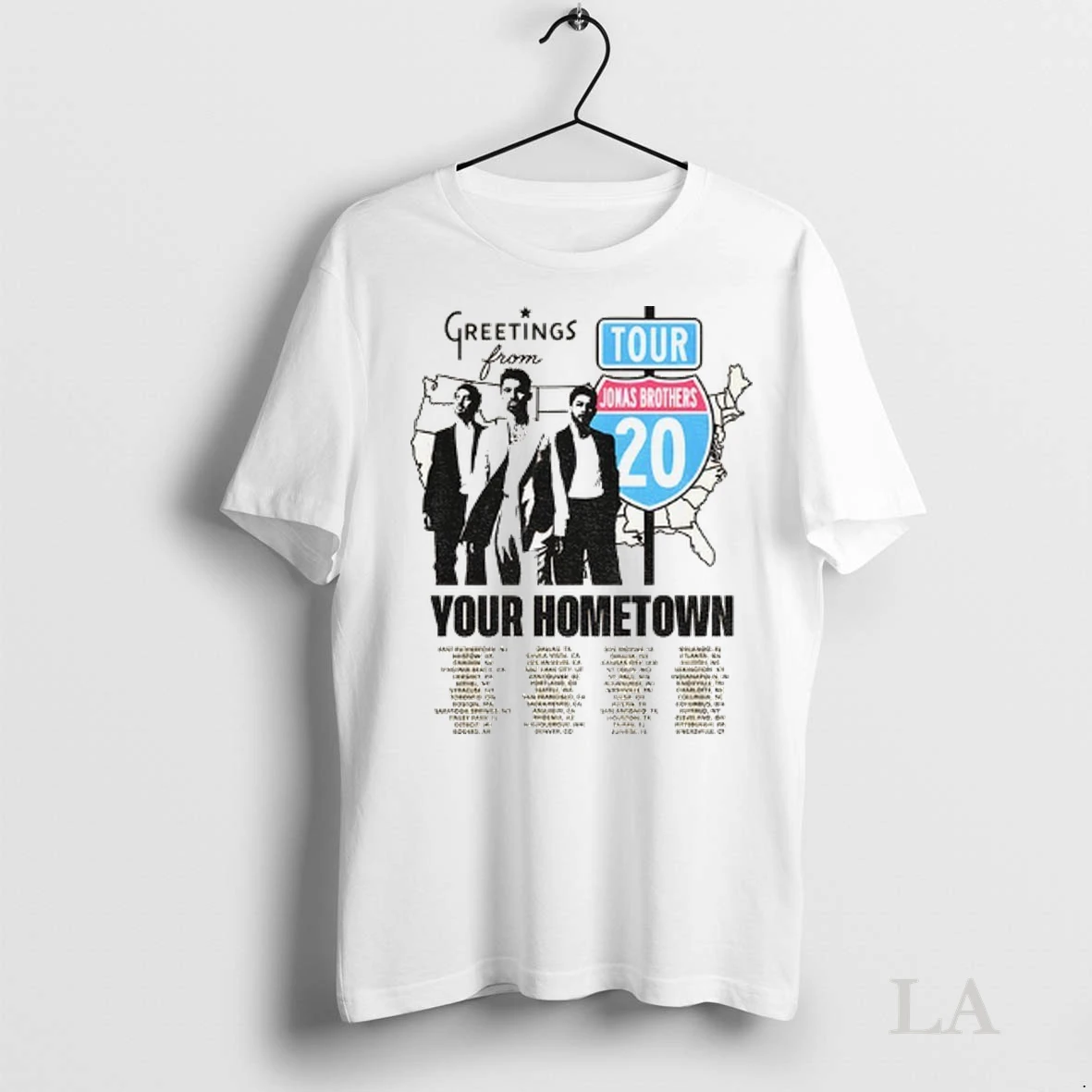 Original Jonas Brothers Greetings From Your Hometown Route 20 Tour Vintage Shirt