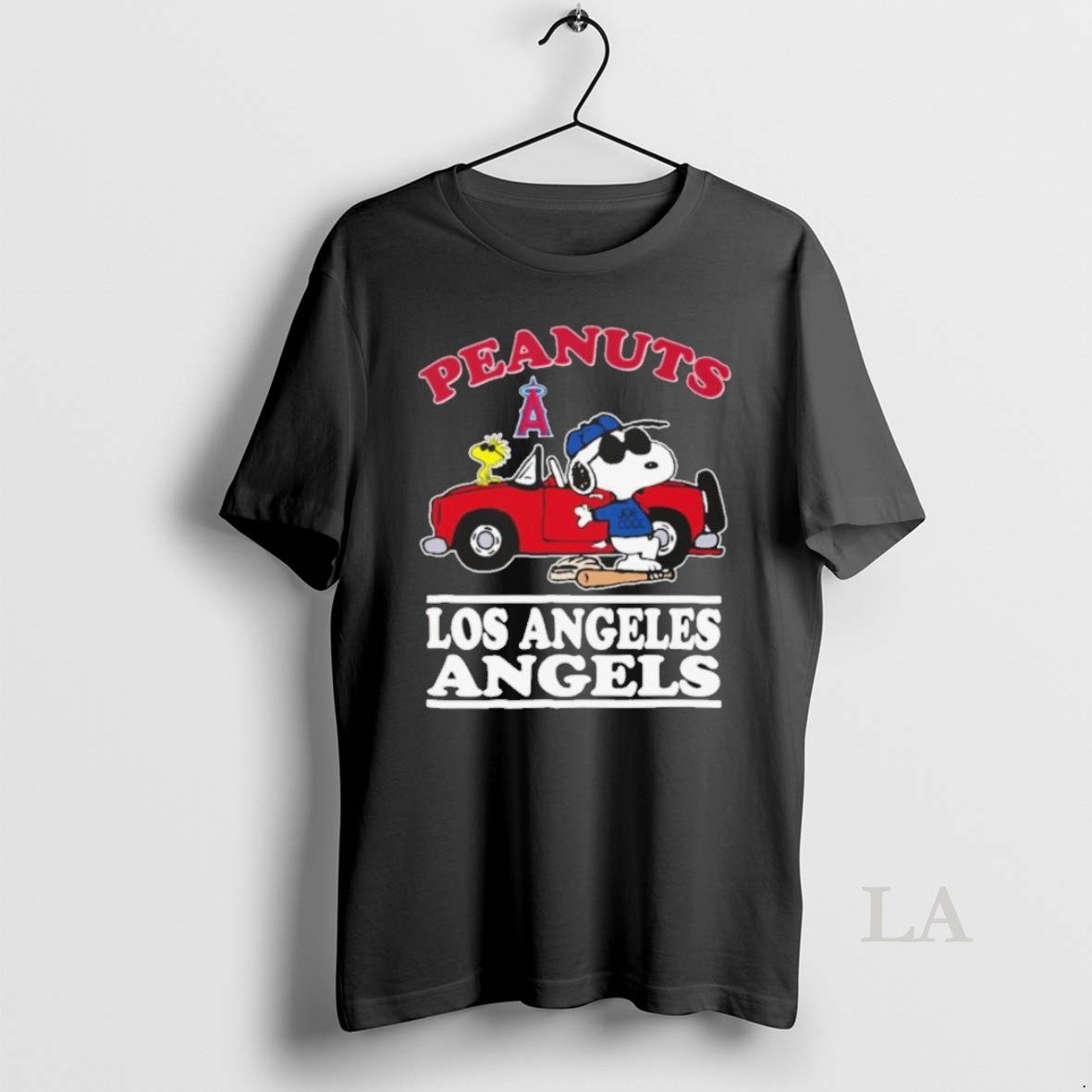 Original Los Angeles Angels Snoopy Peanuts Car Baseball 2025 T Men Shirt