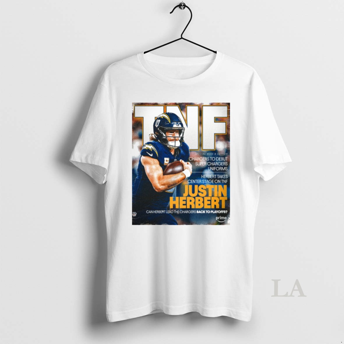 Original Los Angeles Chargers Justin Herbert Tnf Chargers To Debut Superchargers Uniforms Shirt