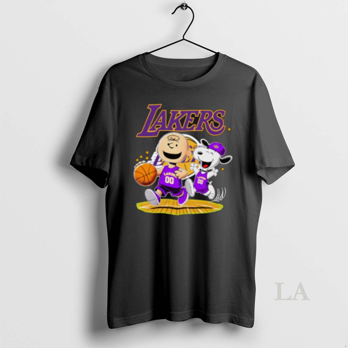 Original Los Angeles Lakers X Charlie Brown And Snoopy Playing Basketball Shirt