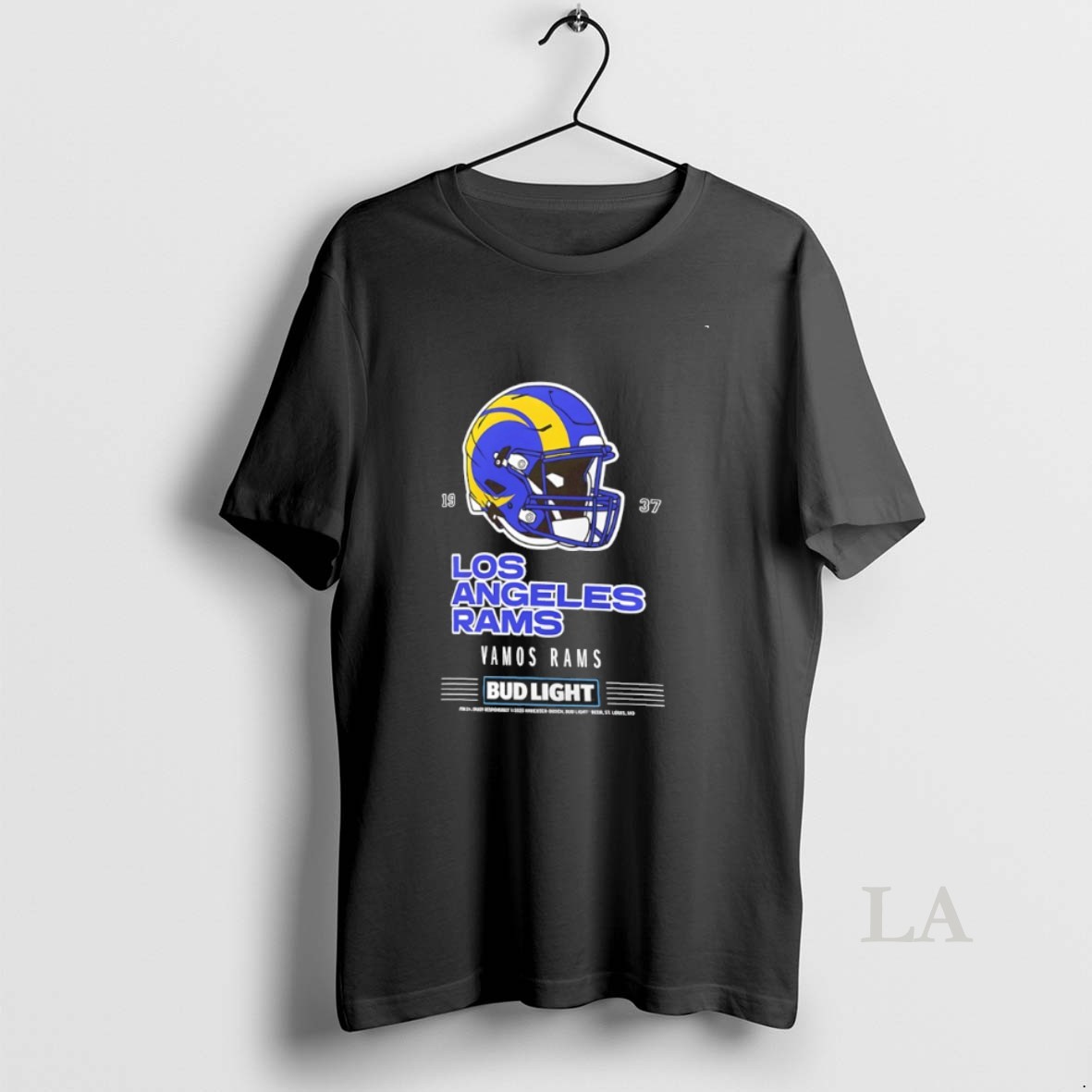 Original Los Angeles Rams Bud Light 1937 Vamos Rams Football Helmet Shirt