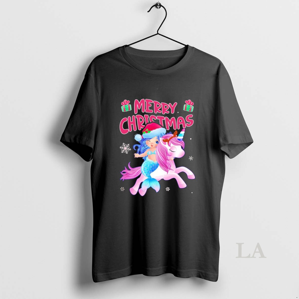 Original Mermaid Riding Unicorn Merry Christmas Fantasy Shirt