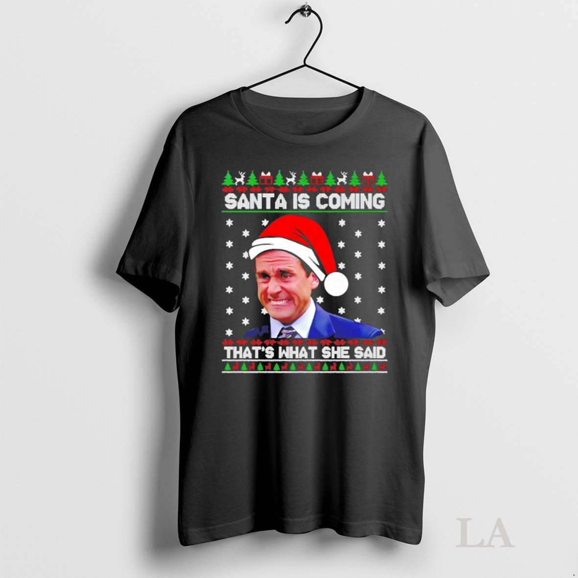Original Michael Scott Santa Is Coming Thats What She Said Christmas Shirt
