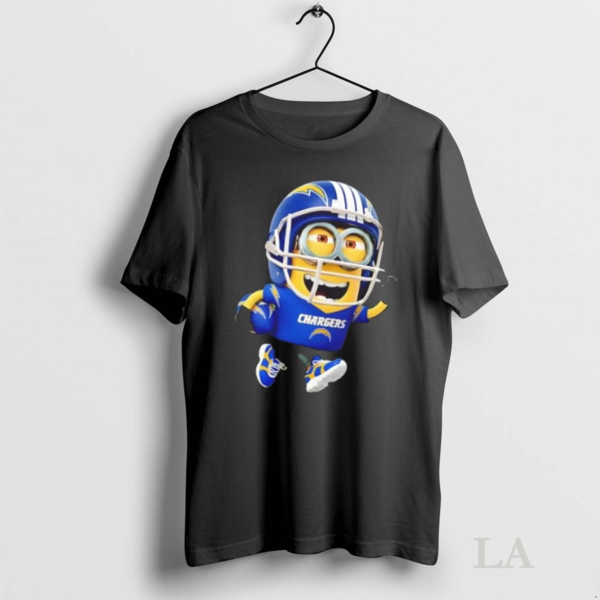 Original Minions Is Holding A Ball And Smiling At Los Angeles Chargers Fans Shirt