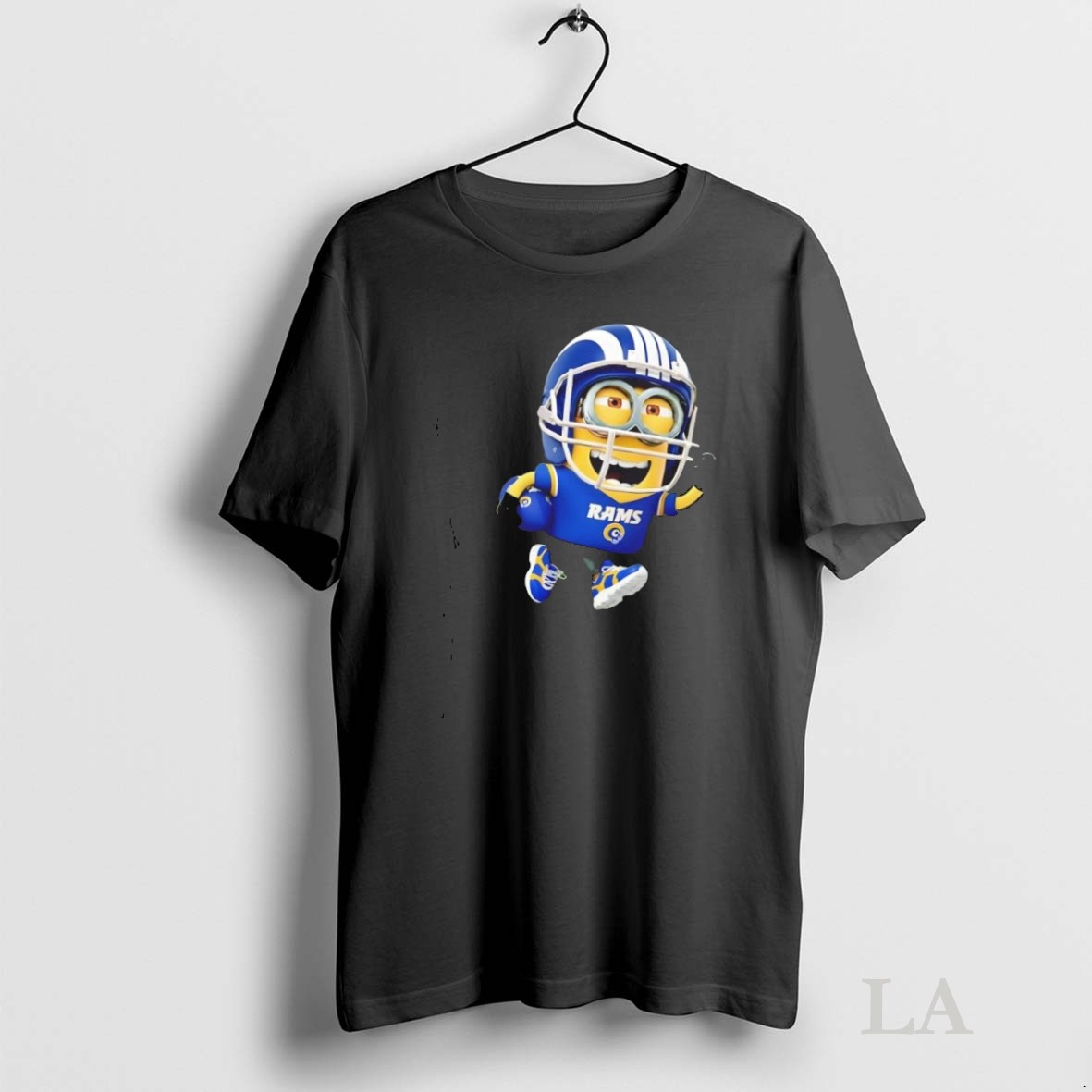 Original Minions Is Holding A Ball And Smiling At Los Angeles Rams Fans Shirt