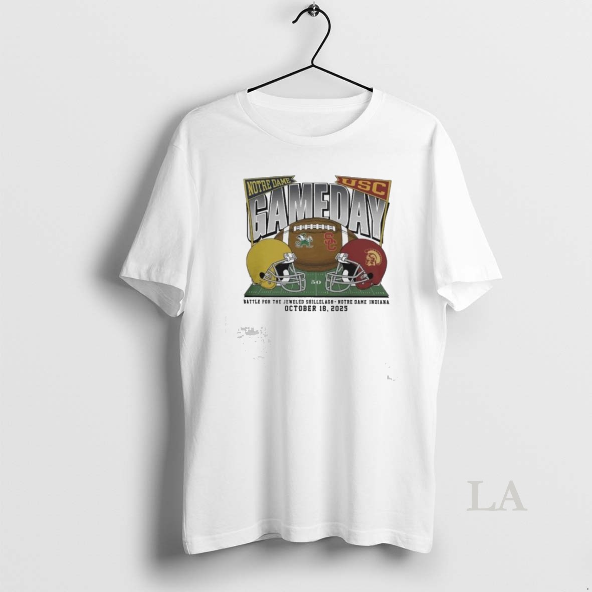 Original Notre Dame Fighting Irish Football Vs Usc Trojans October 18 2025 Helmet Shirt