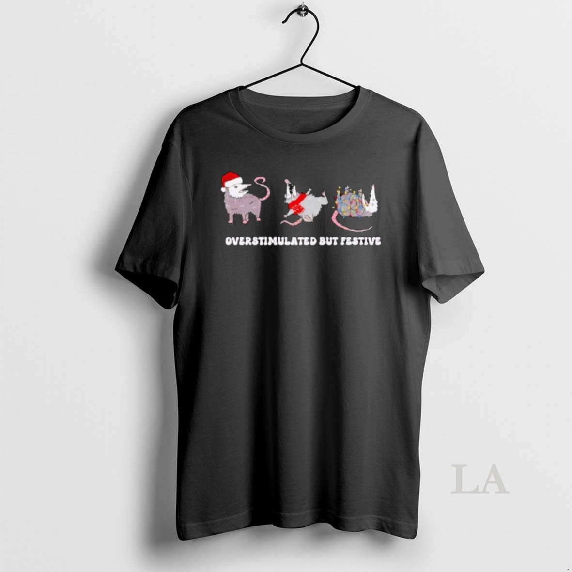 Original Overstimulated But Festive Possum Christmas Shirt