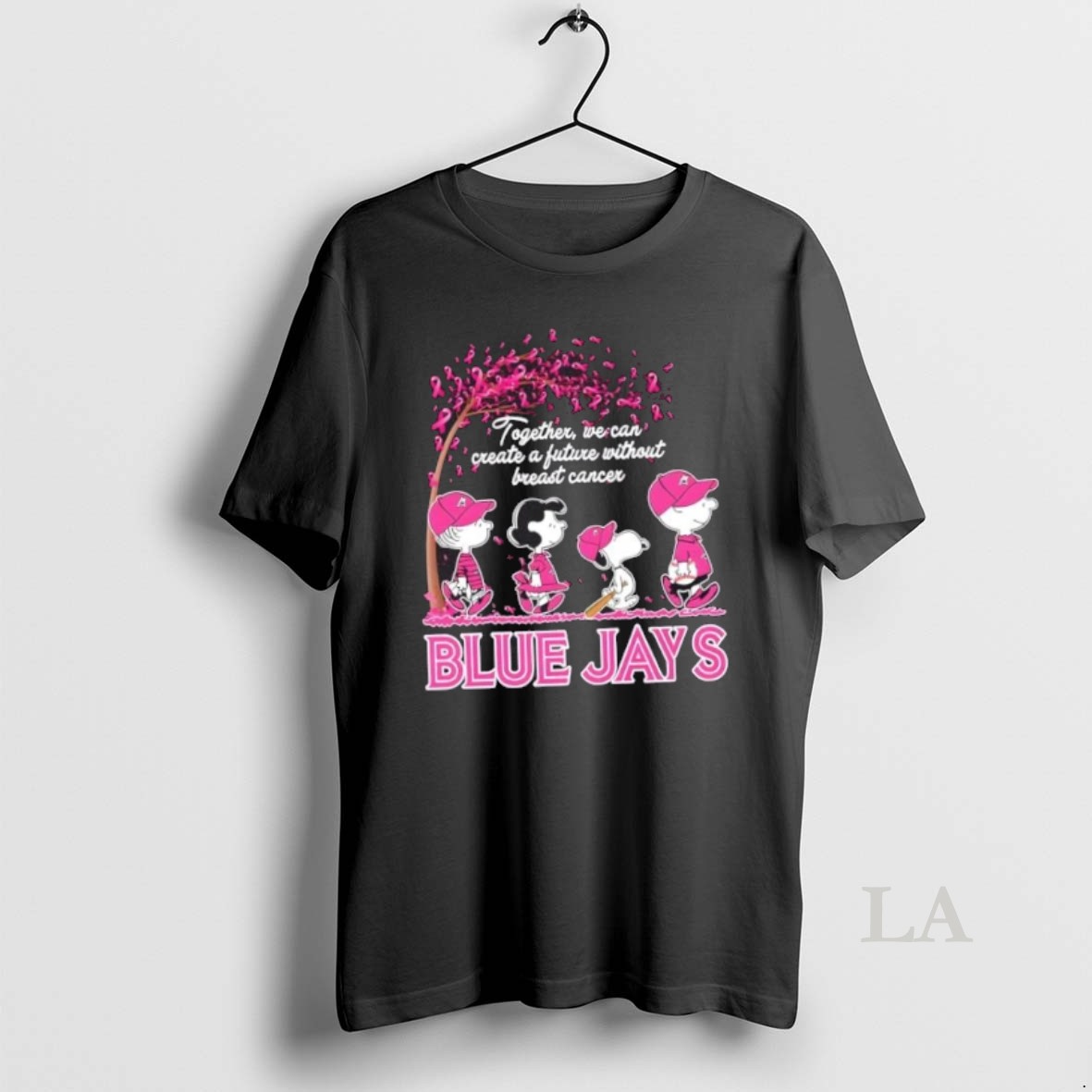 Original Peanuts Snoopy And Friends Together We Can Create A Future Without Breast Cancer Toronto Blue Jays Shirt