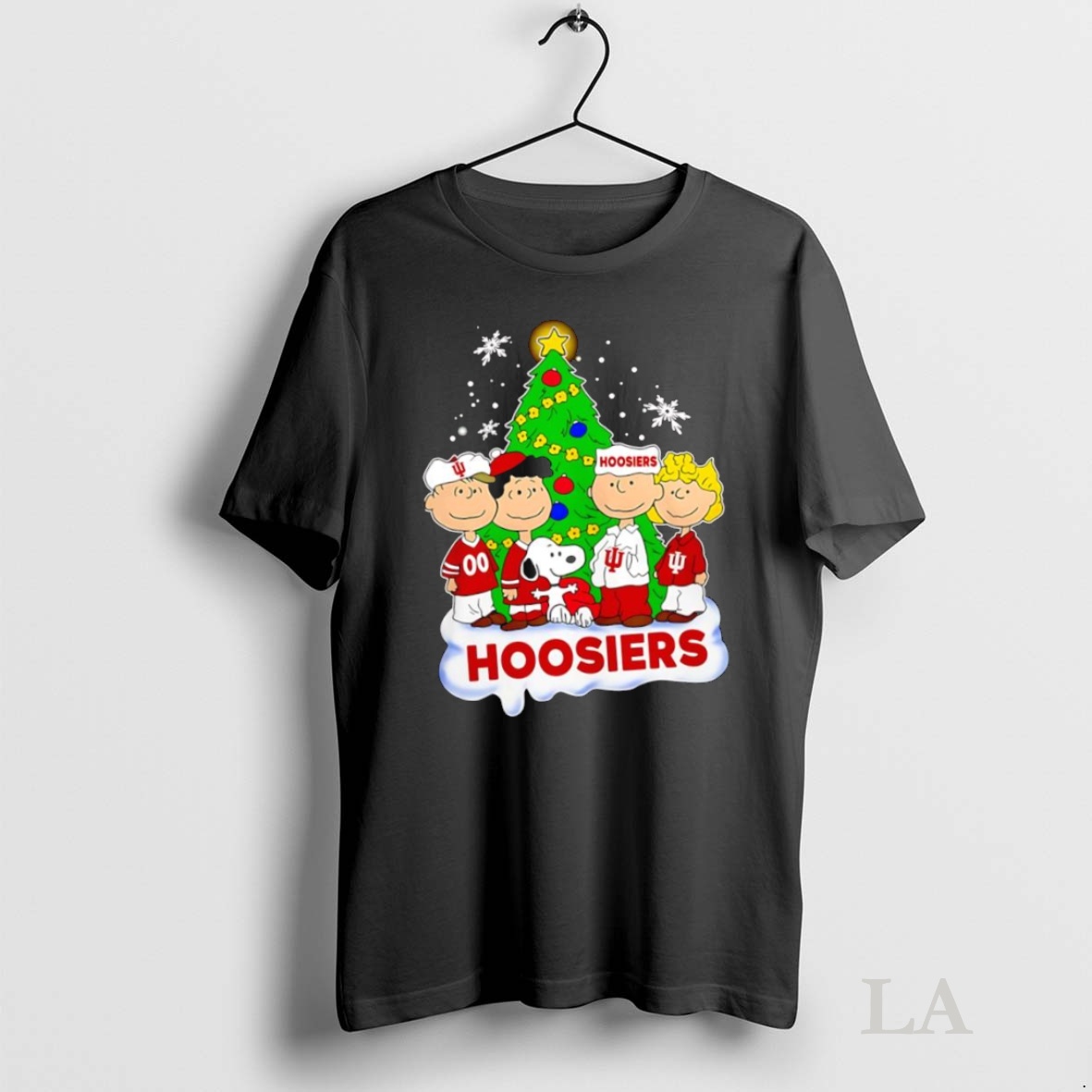 Original Peanuts Characters With Indiana University Hoosiers Christmas Tree Shirt