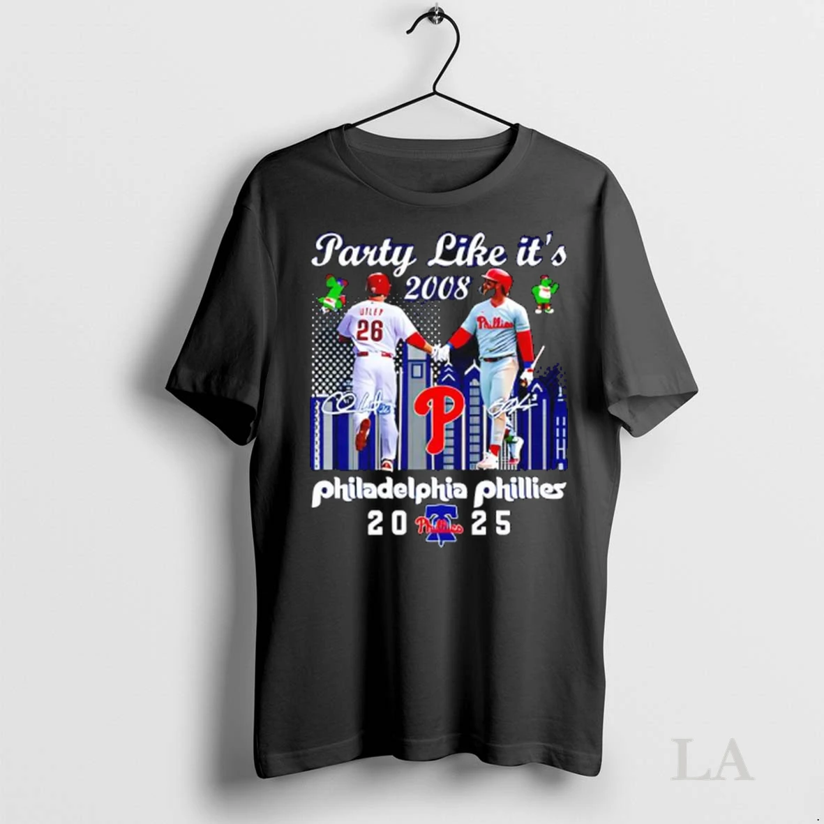 Original Philadelphia Phillies 2025 Party Like Its 2008 Bryce Harper And Kyle Schwarber Signatures Logo Ladies Shirt