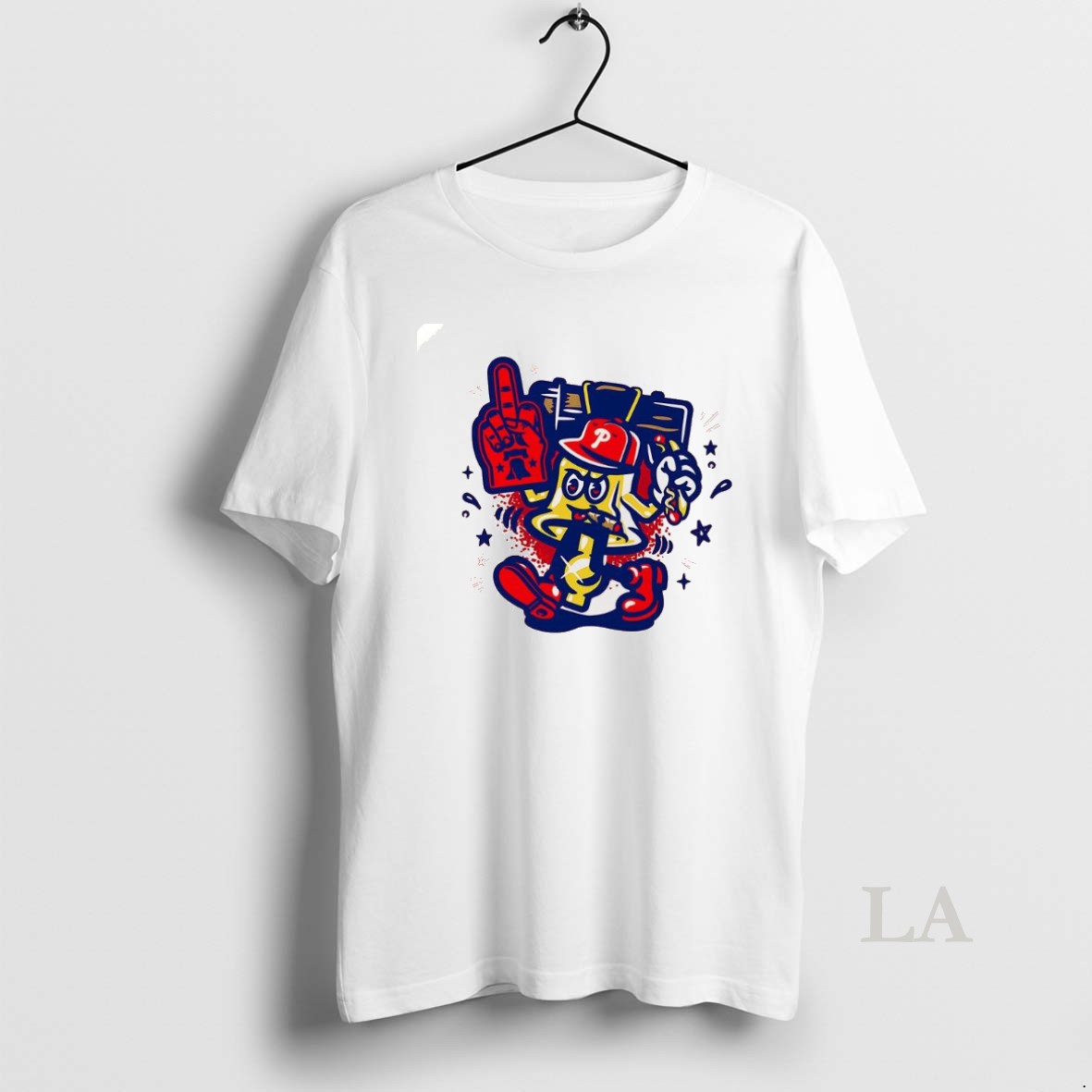 Original Philadelphia Phillies Baseball Logo Foam Gloves And Hot Dog Shirt