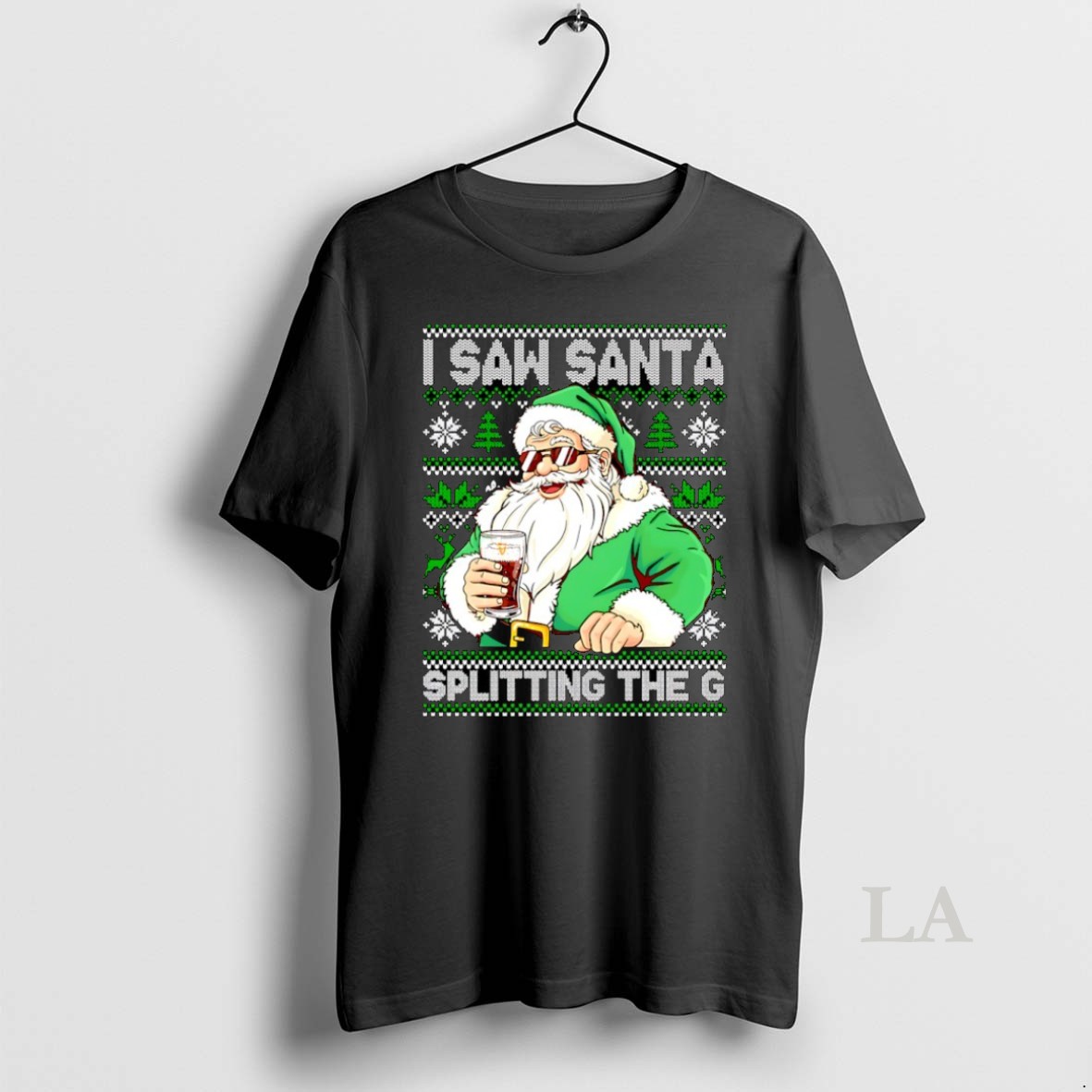 Original Santa Claus I Saw Santa Splitting The Guinness Ugly Christmas Shirt
