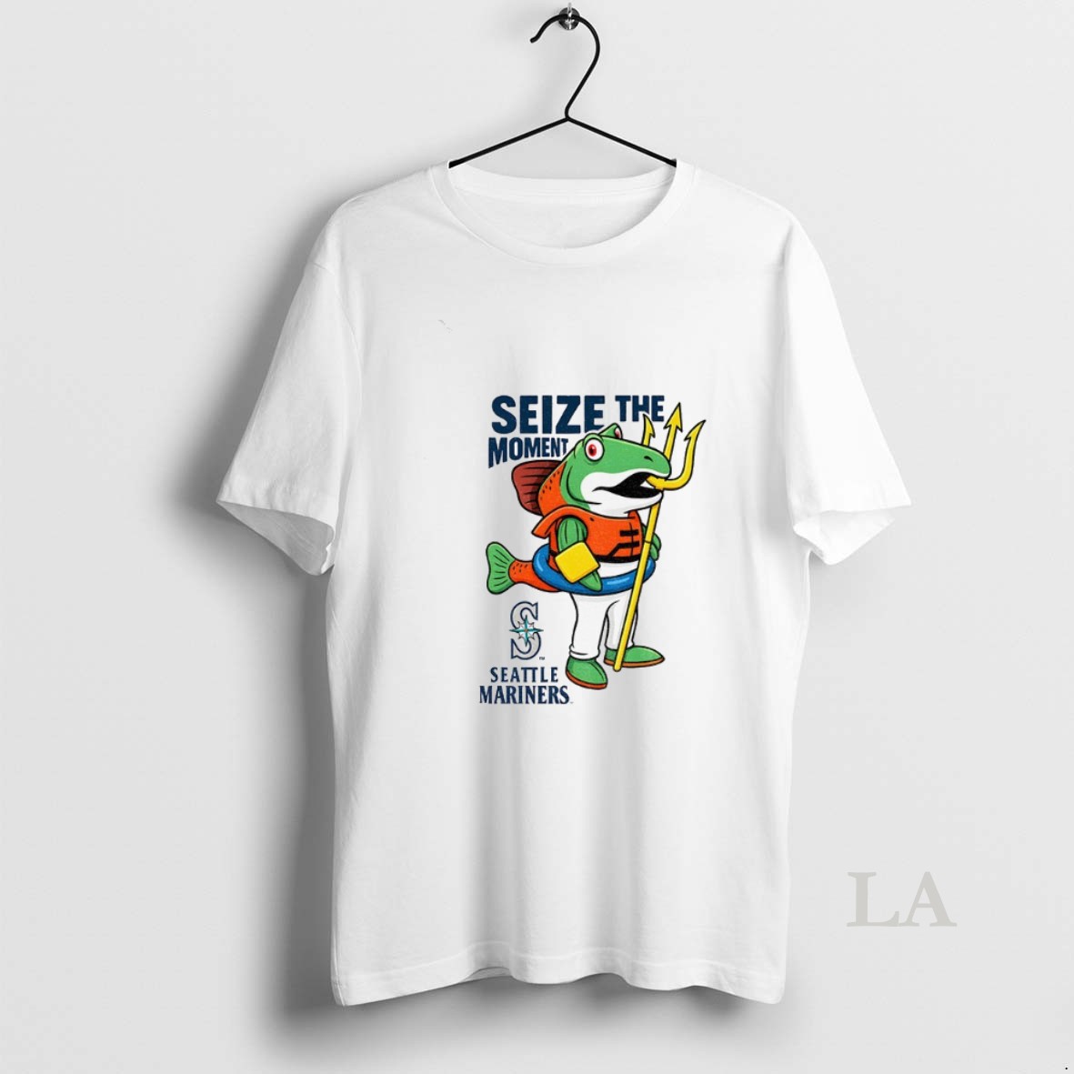Original Seattle Mariners Humpy Salmon Holding Trident Seize The Moment Mlb Shirt