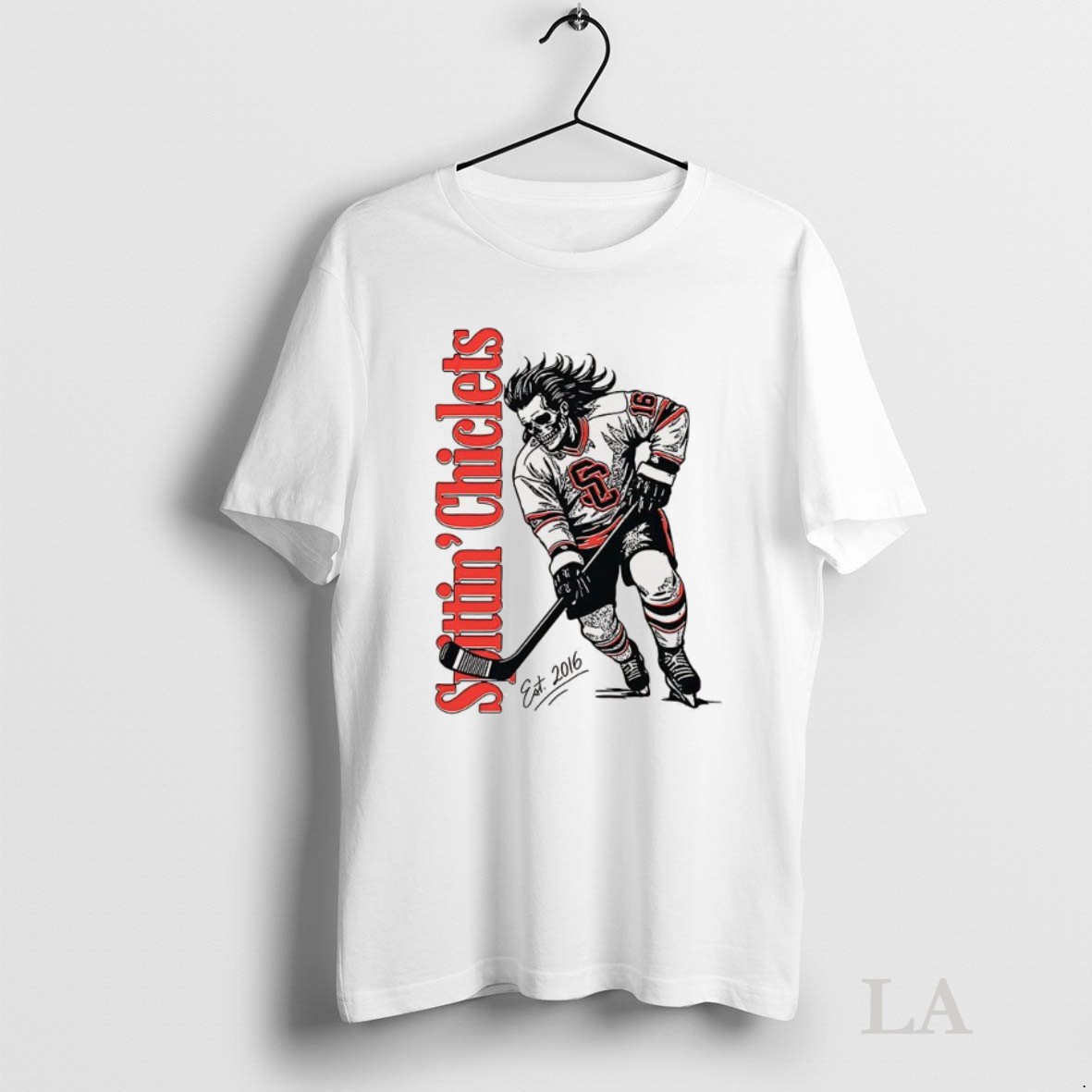 Original Spittin Chiclets Skeleton Hockey Est 2016 Shirt