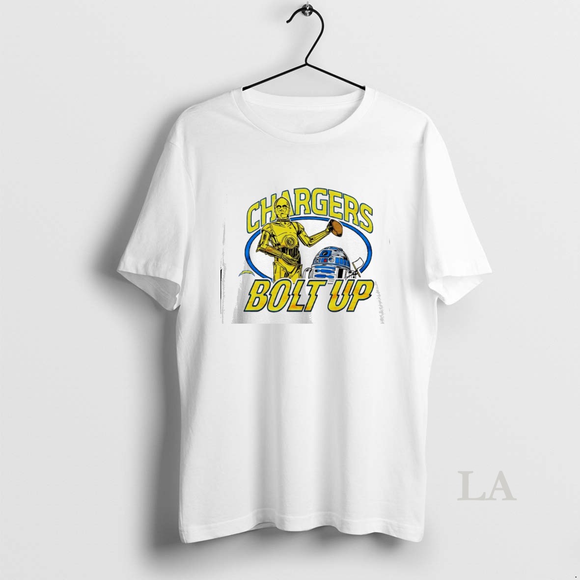 Original Star Wars X Los Angeles Chargers C 3po And R2 D2 Bolt Up Shirt