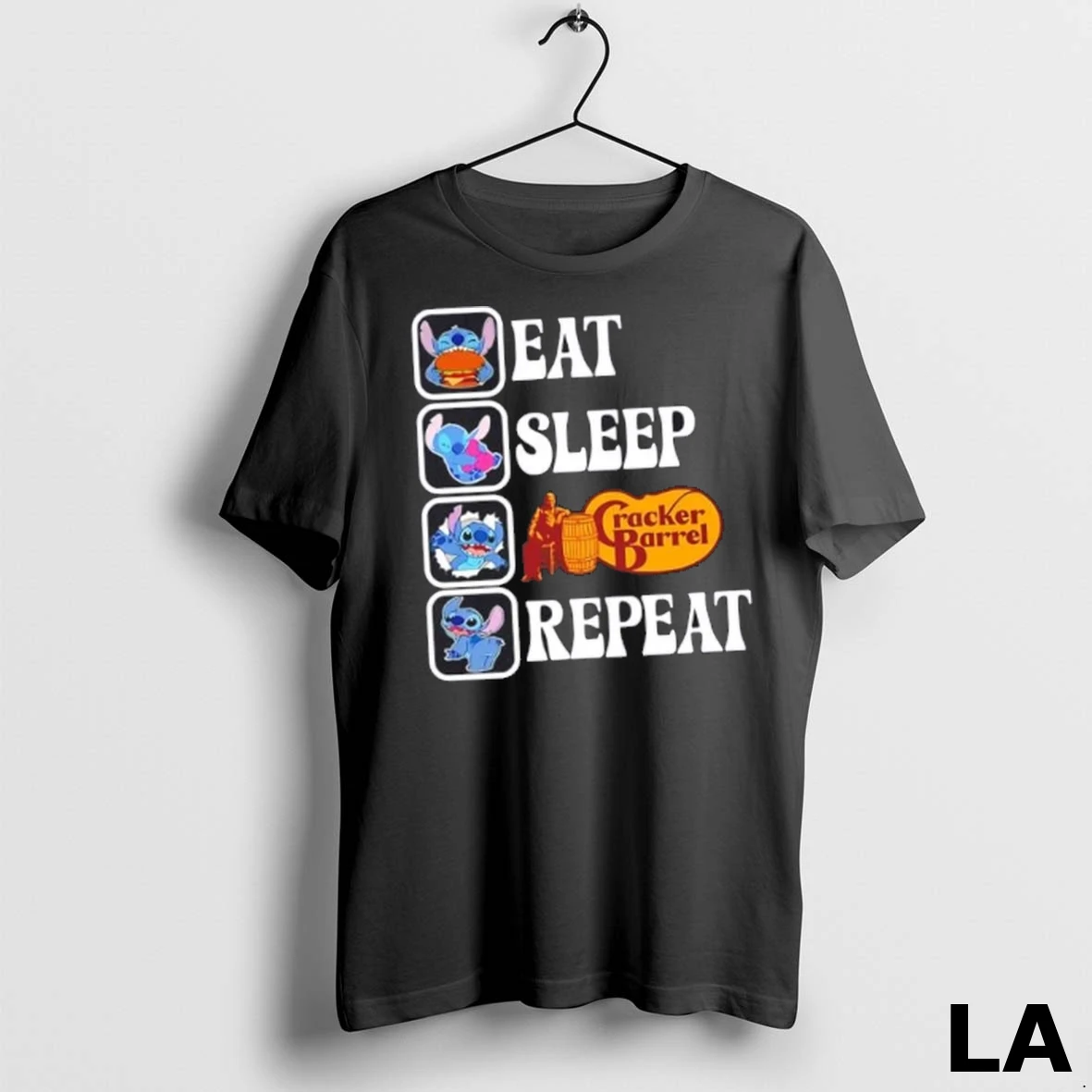 Original Stitch Eat Sleep Cracker Barrel Repeat Shirt