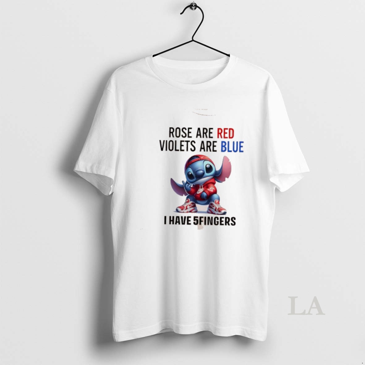 Original Stitch Rose Are Red Violets Are Blue I Have 5fingers The Middle Ones For You Shirt