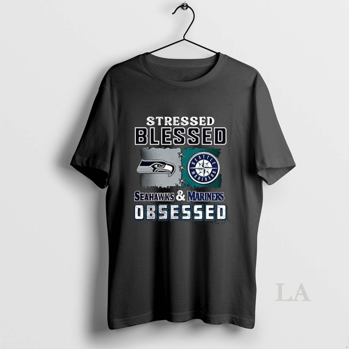 Original Stressed Blessed Seattle Seahawks And Seattle Mariners Obsessed Fans Shirt