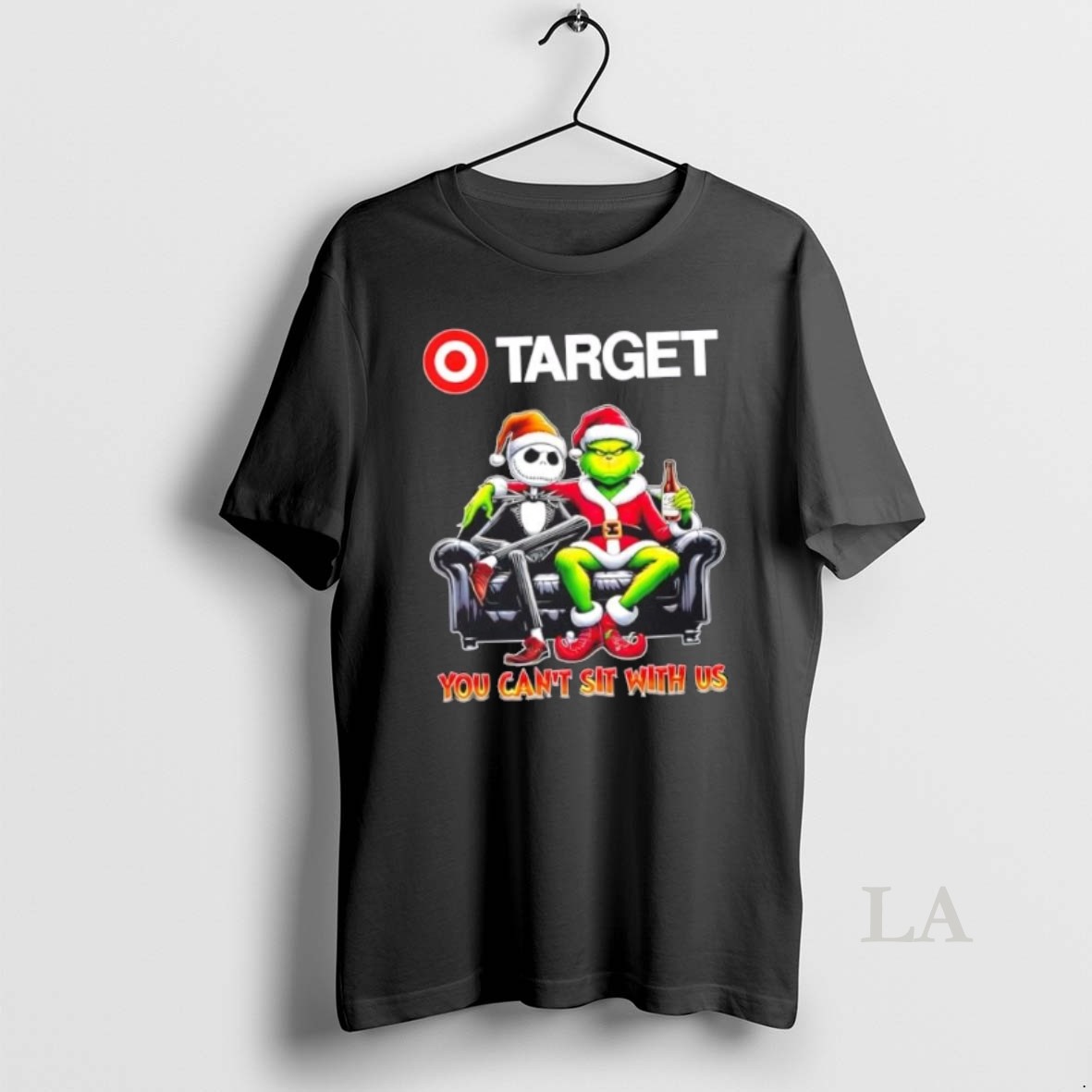Original Target X Grinch And Jack Skellington Happy Hallothankmas You Cant Sit With Us Shirt