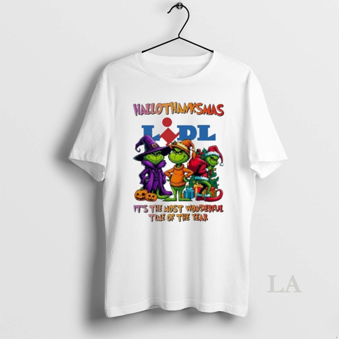Original The Grinch Lidl Logo Hallothanksmas Its The Most Wonderful Time Of The Year Shirt