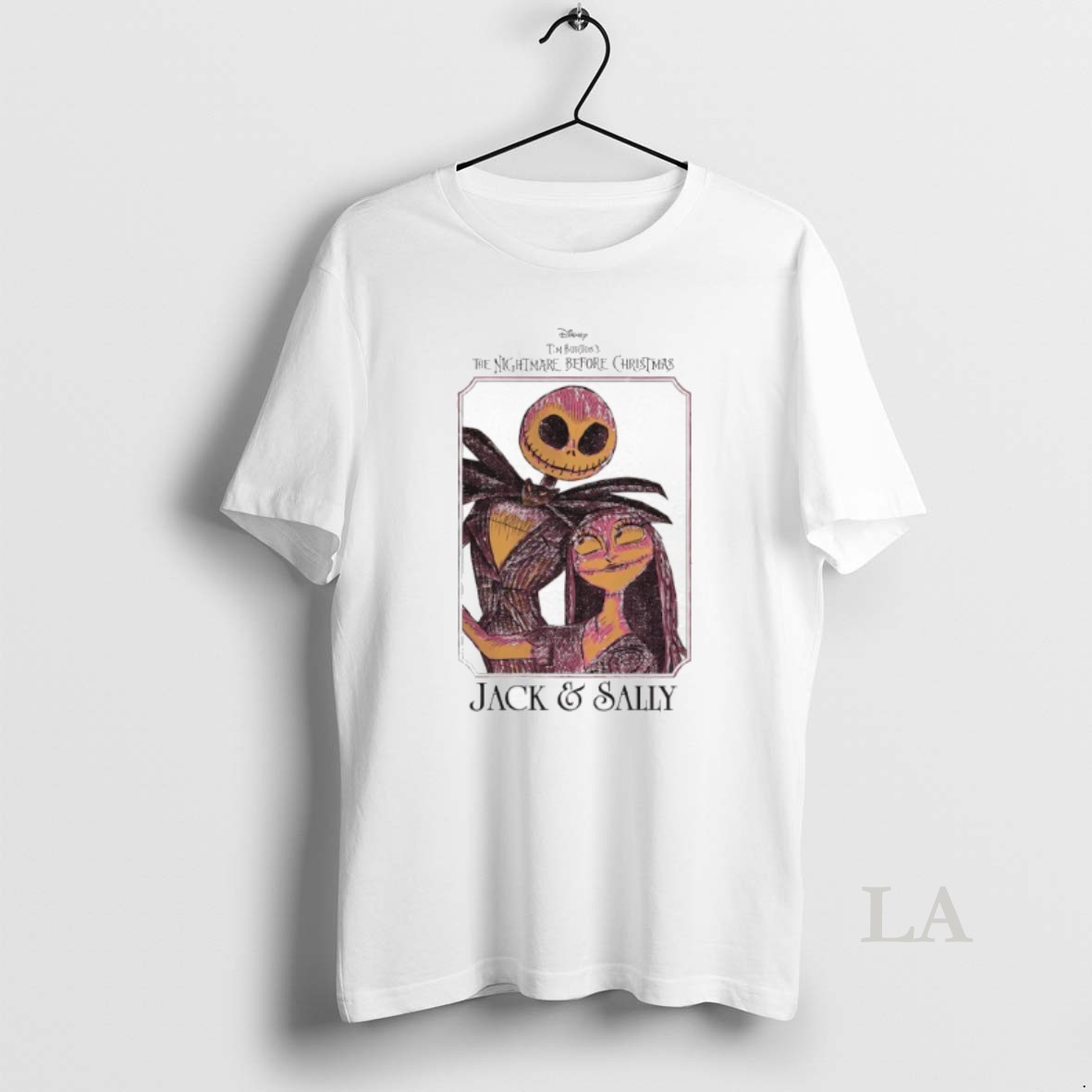 Original The Nightmare Before Christmas Jack Sally Pink Shirt