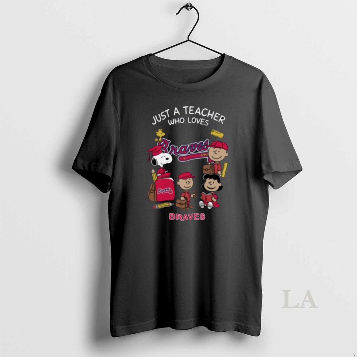 Original The Peanuts Snoopy Just A Teacher Who Loves Atlanta Braves Shirt