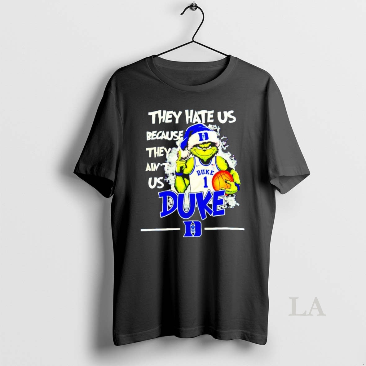 Original They Hate Us Because They Aint Us Duke Blue Devils Grinch Christmas Shirt