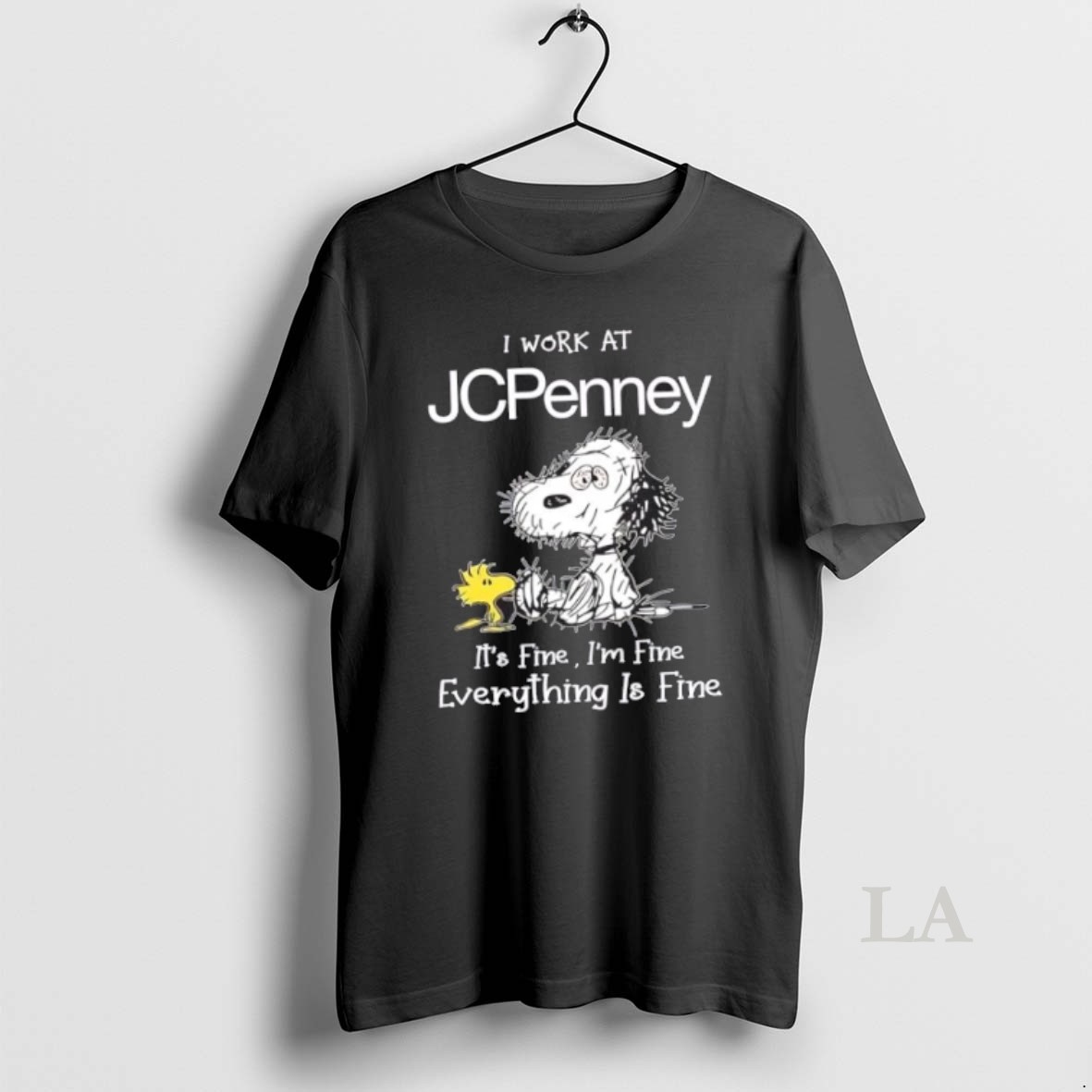 Original Tired Snoopy I Work At Jcpenney Its Fine Im Fine Everything Is Fine Shirt