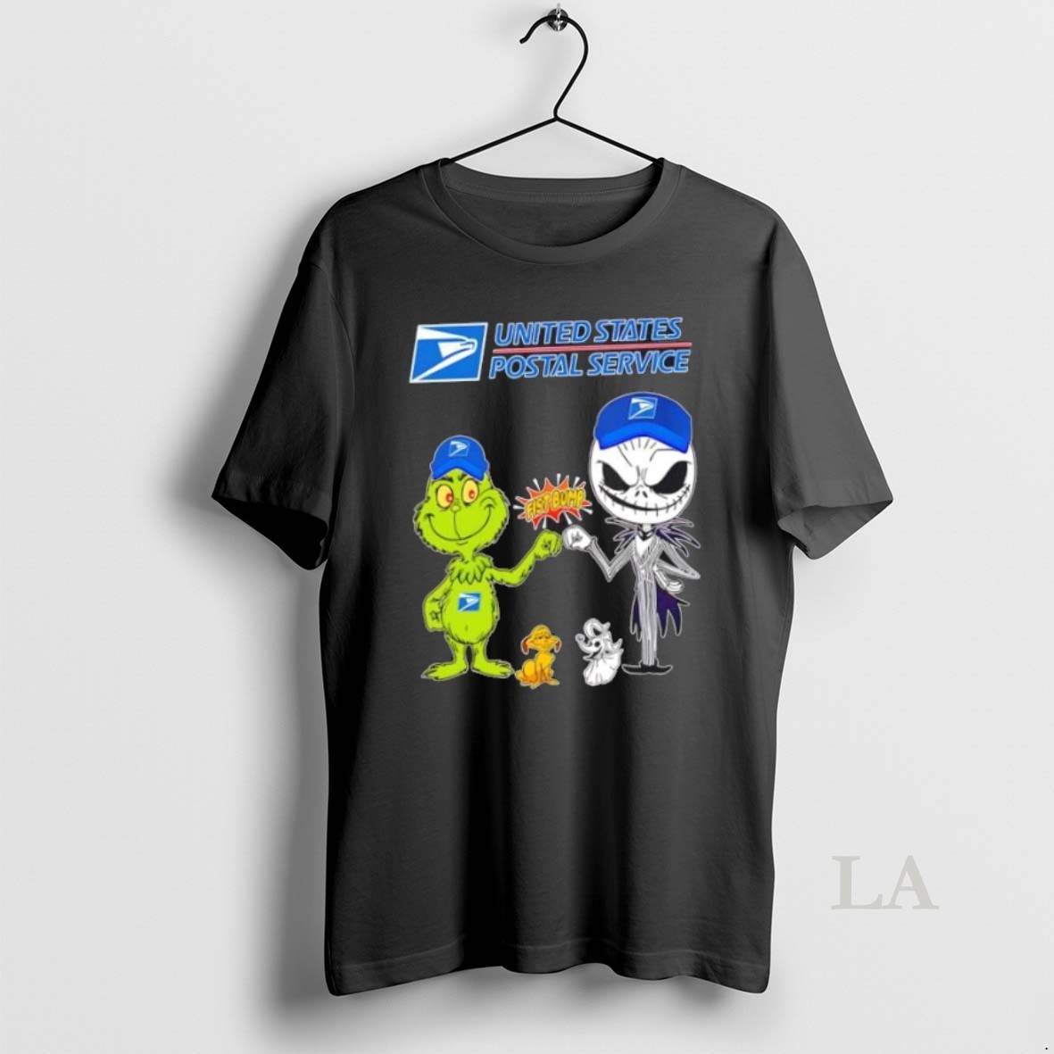 Original Usps X Grinch And Jack Skellington Fist Bump Uniwilling Friends Shirt