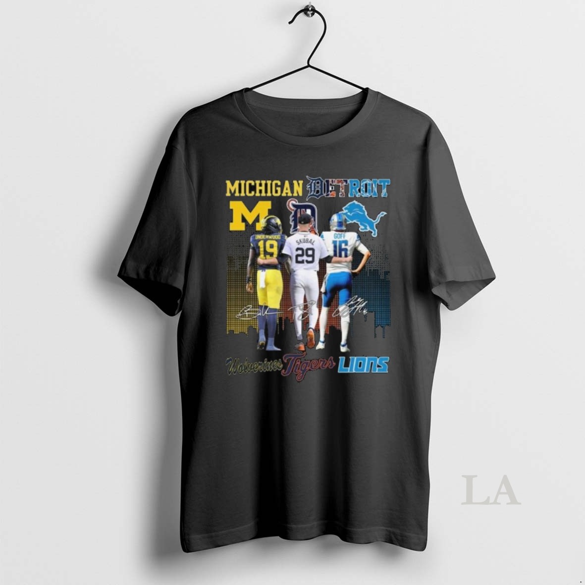 Original Underwood Michigan Wolverines Skubal Detroit Tigers And Goff Detroit Lions Signatures Long Sleve Shirt