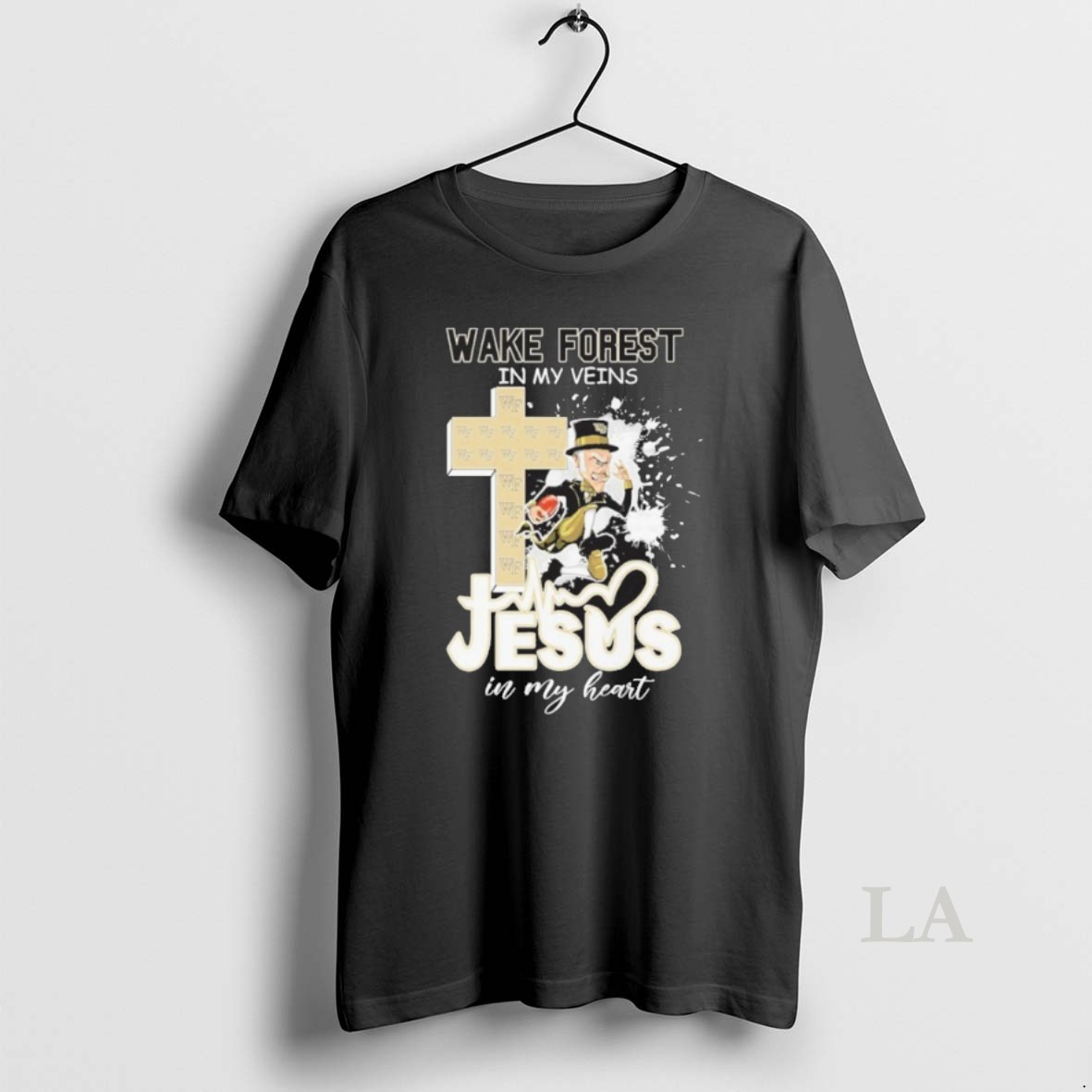 Original Wake Forest In My Veins Mascot Jesus In My Heart Shirt