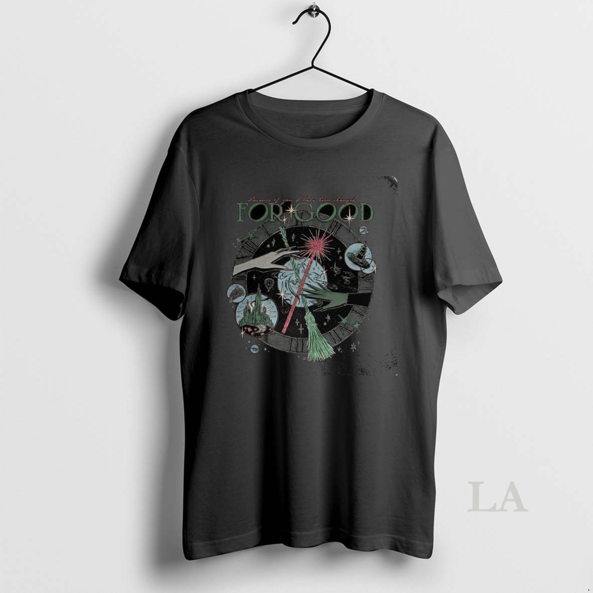 Original Wicked Because Of You I Have Been Changed For Good Elphaba Va Glinda Broom And Wand Shirt