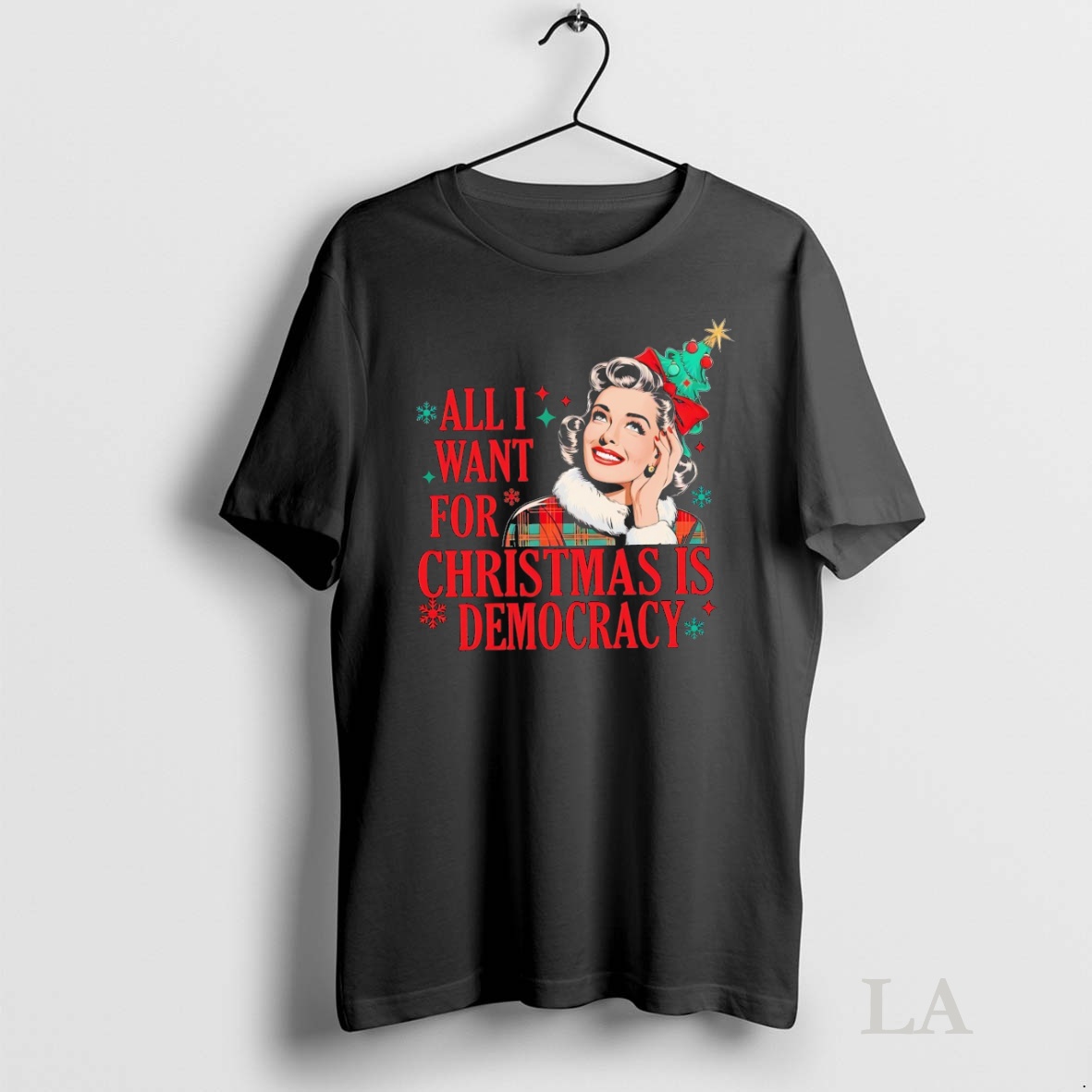 Original Woman All I Want For Christmas Is Democracy Shirt
