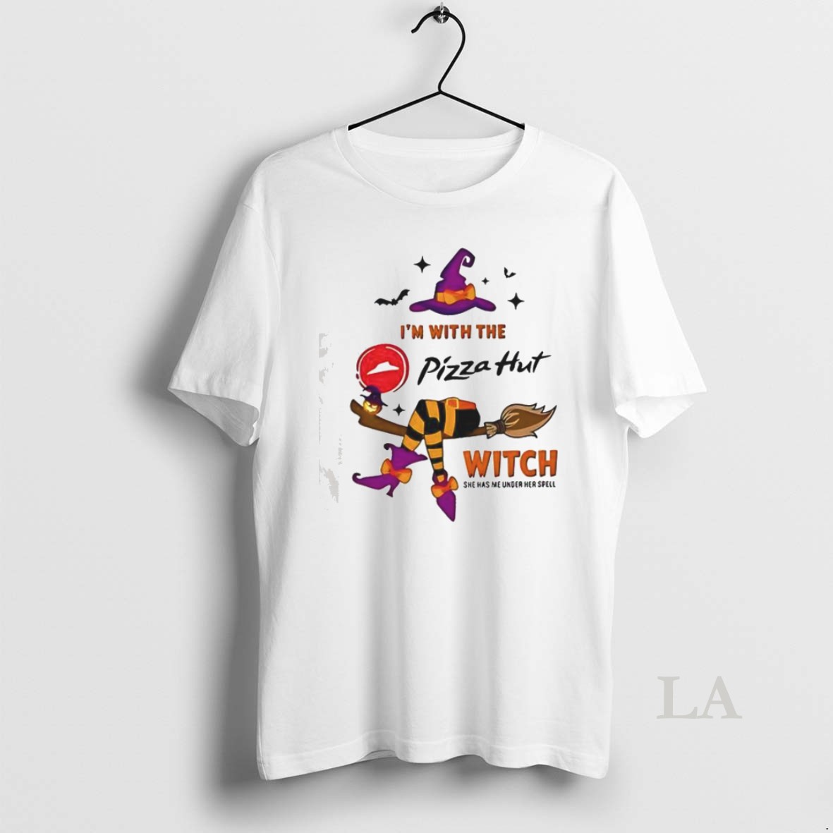 Original Pizza Hut Im With The Witch She Has Me Under Her Spell Halloween T Shirt 71dets Shirt