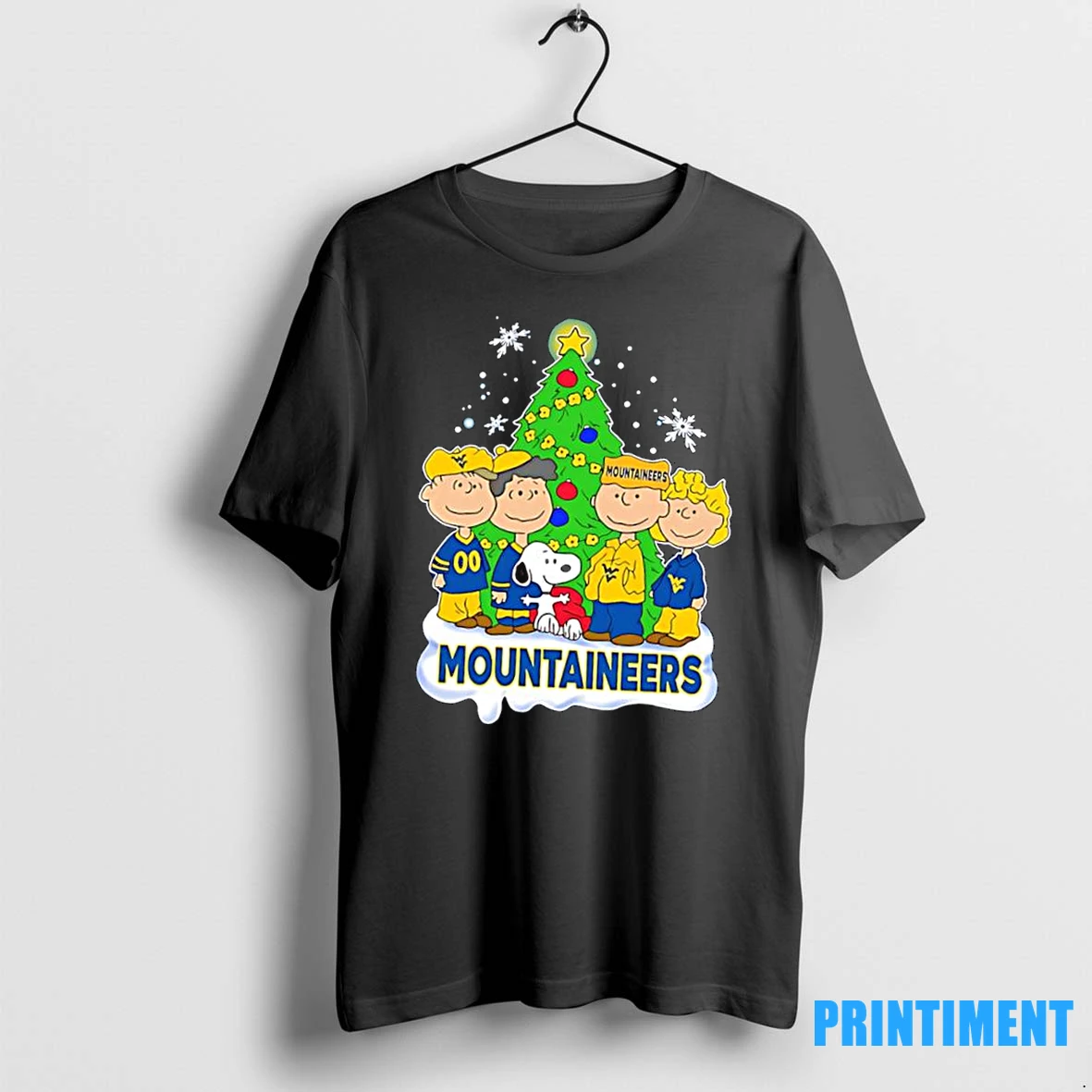 Peanuts Characters Christmas Wearing West Virginia Mountaineers Tshirts Sweater Hoodie