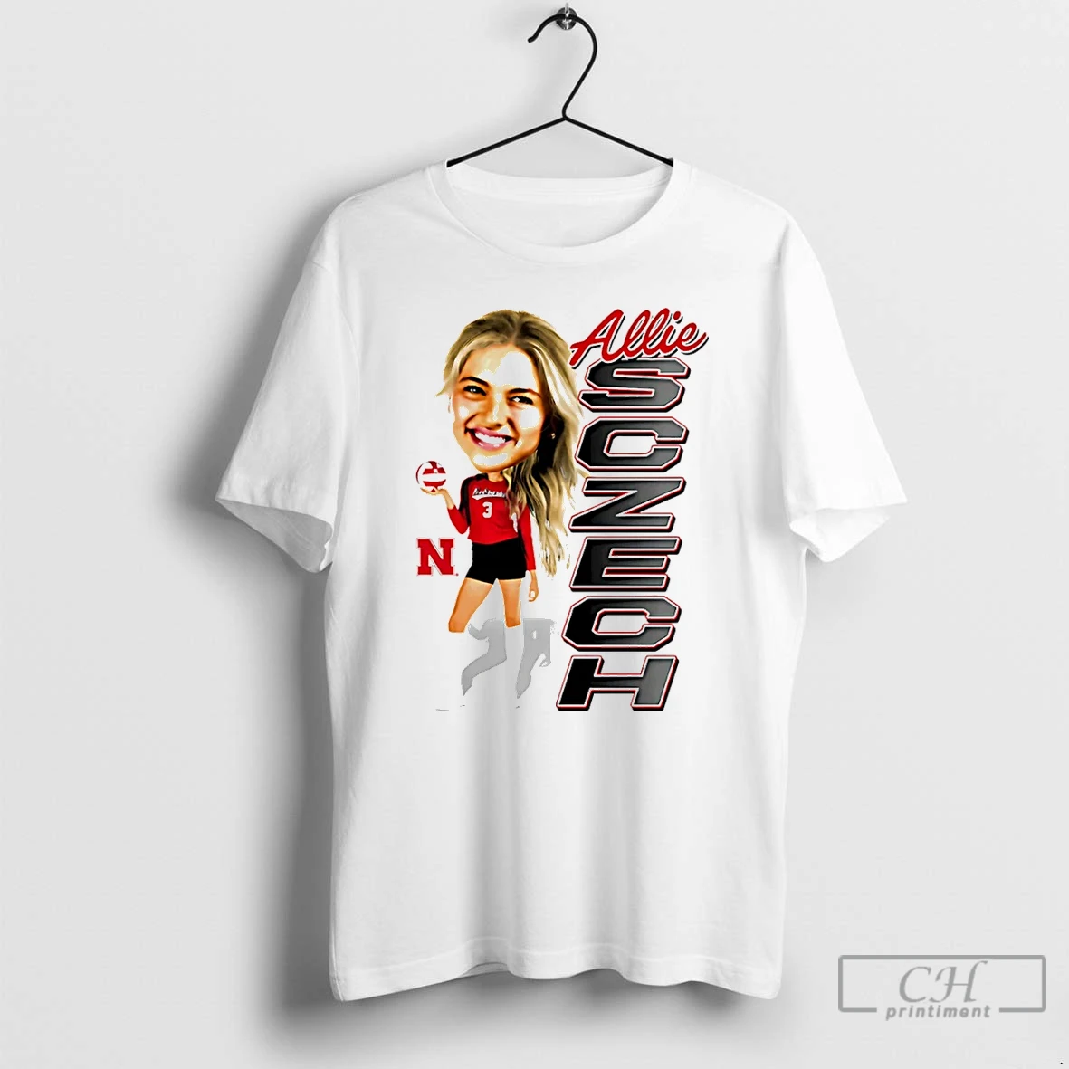 Premium Allie Sczech Nebraska Volleyball Caricature T Shirts Hoodie