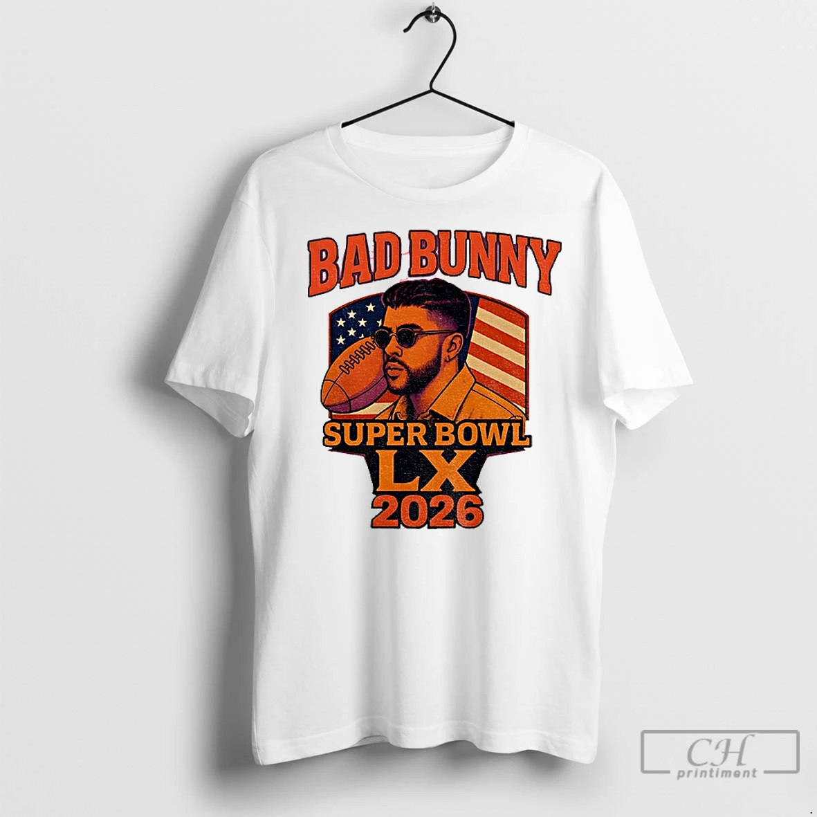Premium Bad Bunny Super Bowl Lx 2026 American Flag T Shirt