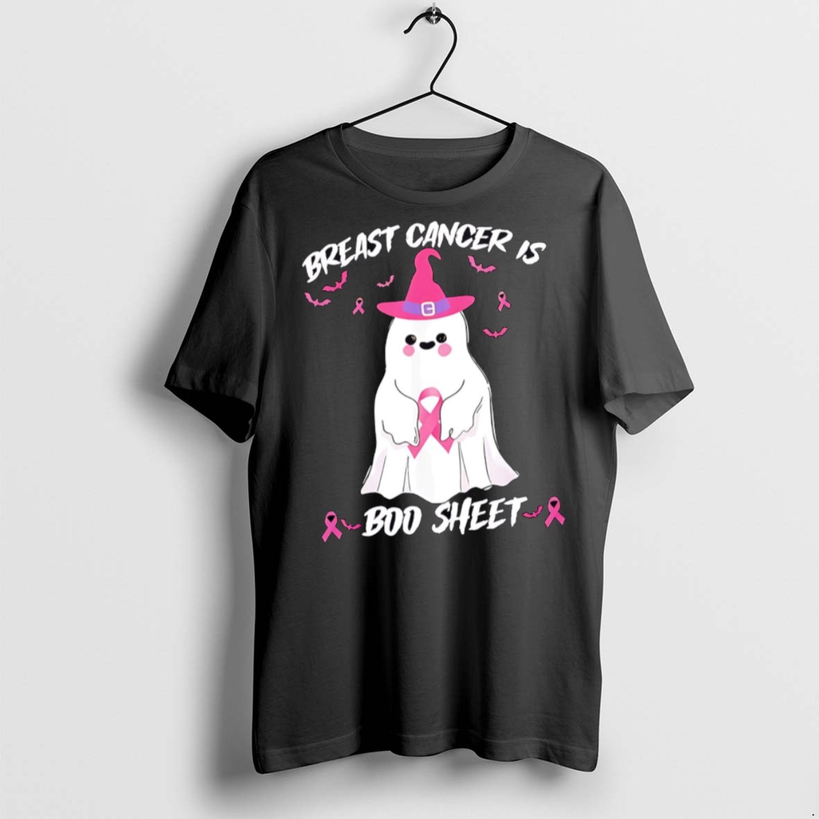 Premium Breast Cancer Is Boo Sheet Pink Ghost Halloween T Shirts