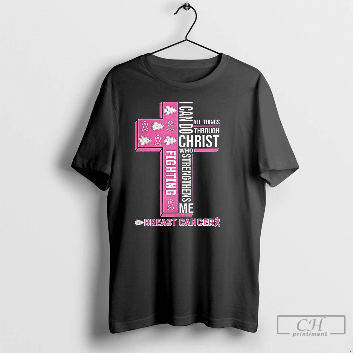 Premium Chiefs I Can Do All Things Through Christ Who Fighting Strengthens Me And Breast Cancer T Shirts Hoodie