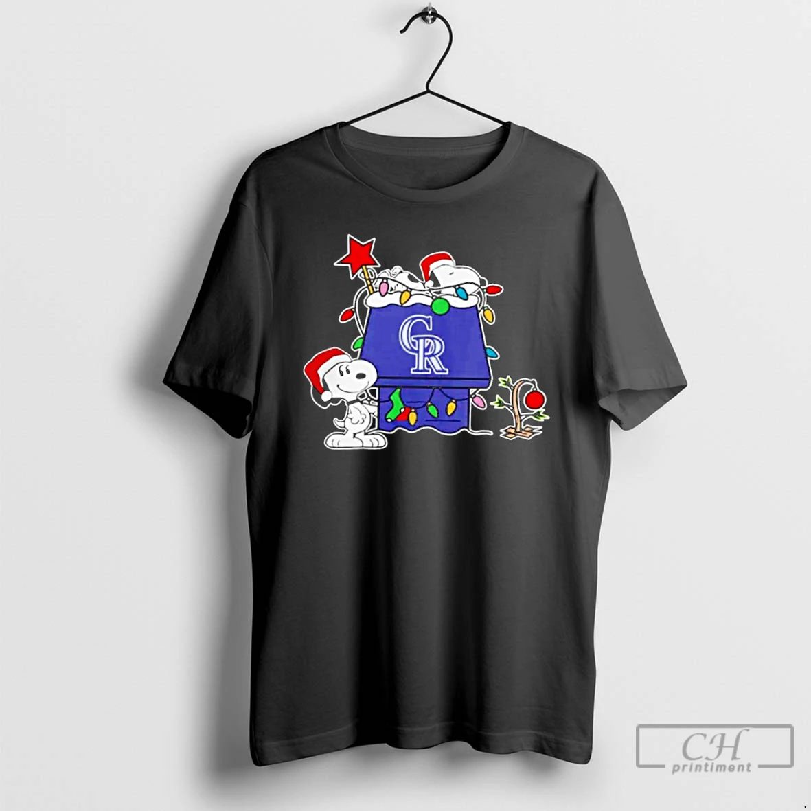 Premium Colorado Rockies Snoopy Santa Christmas Holiday 2025 Lights T Shirts Hoodie