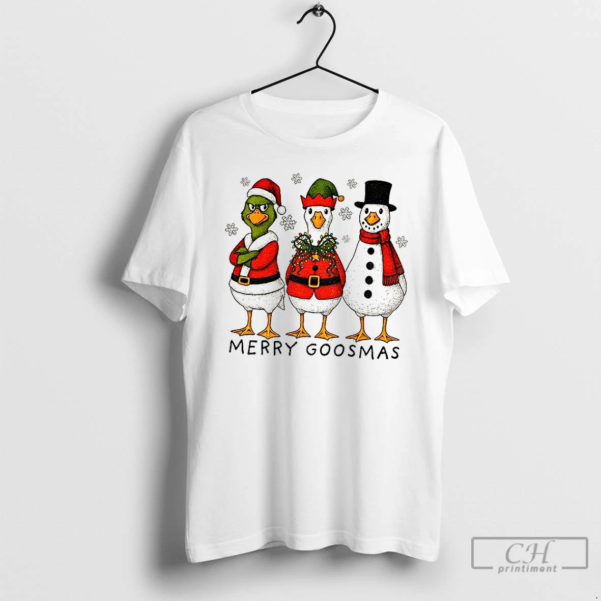Premium Cute Christmas Goose Movie Characters Merry Goosmas 2025 T Shirts Hoodie
